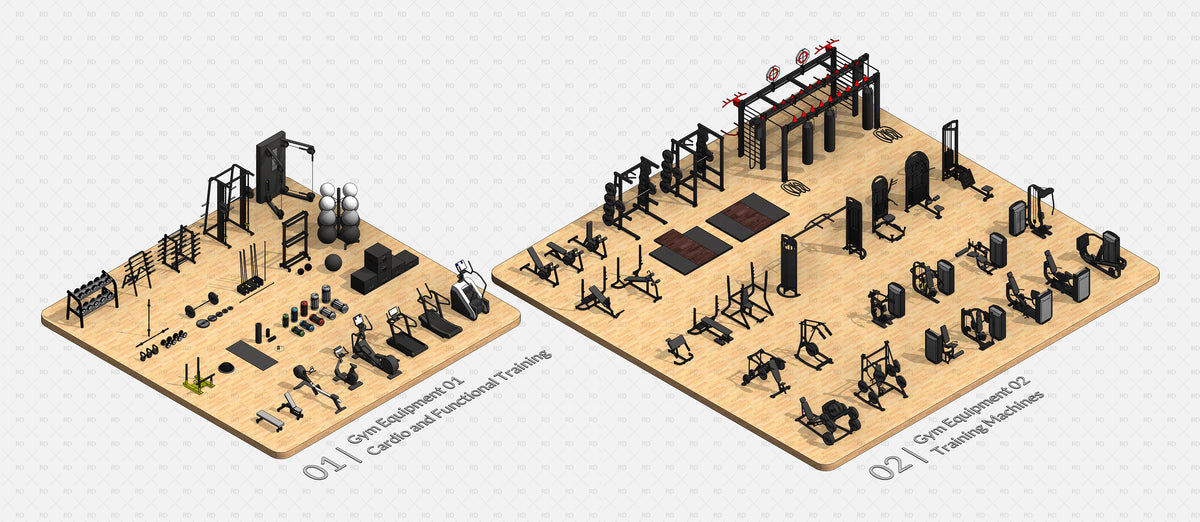 Exercise Rowing Machine Revitcity Download 27 Revit Gym Equipment Families | RD Studio