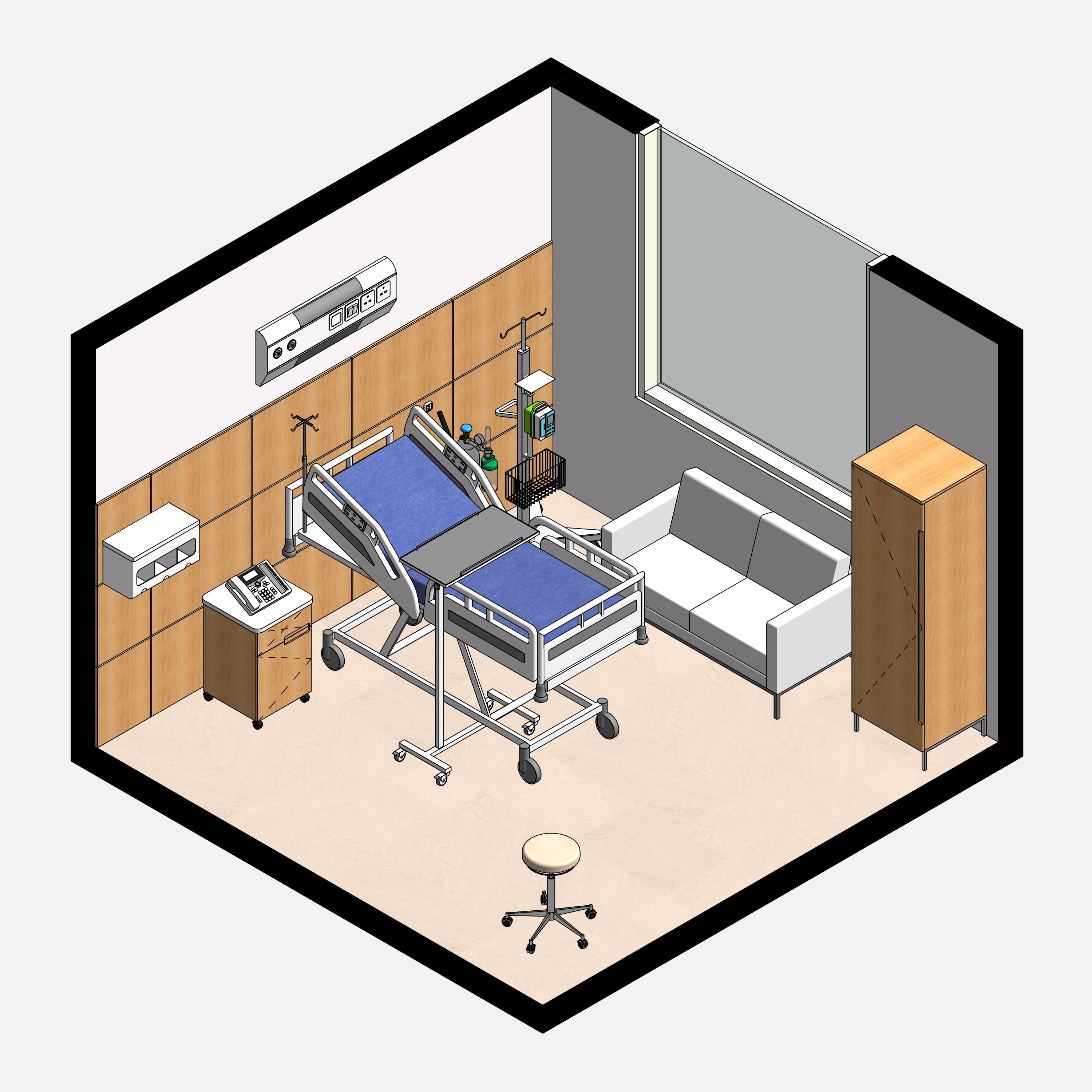revit hospital room model families download revit 2020 2026 bim object healthcare