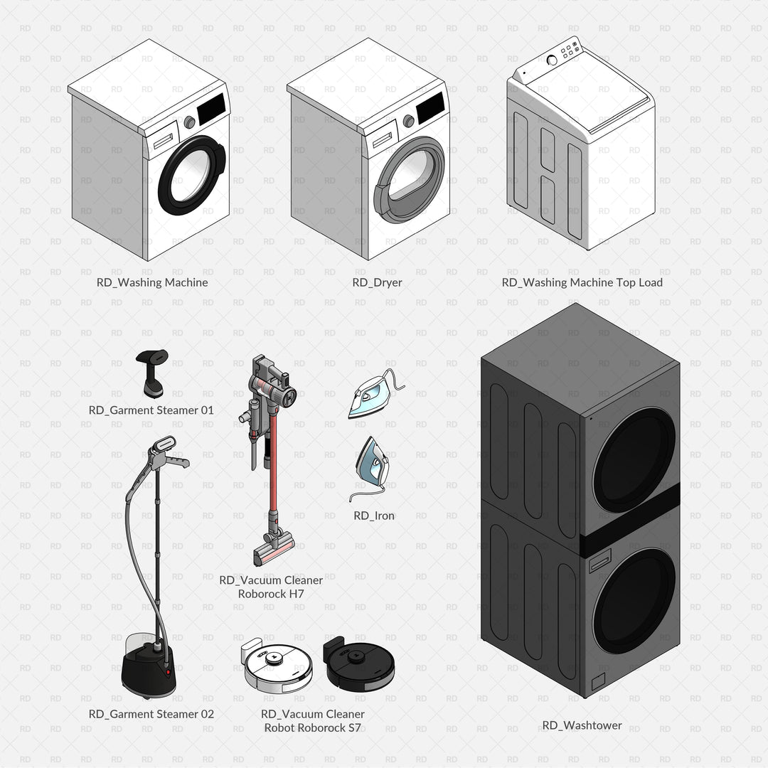 Revit Bathoom and Laundry Appliances Families | RD Studio