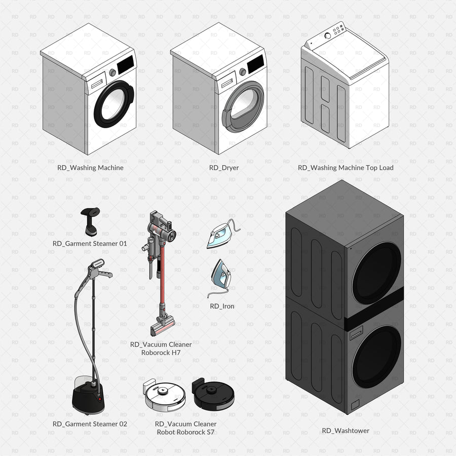 Revit Bathoom and Laundry Appliances Families | RD Studio