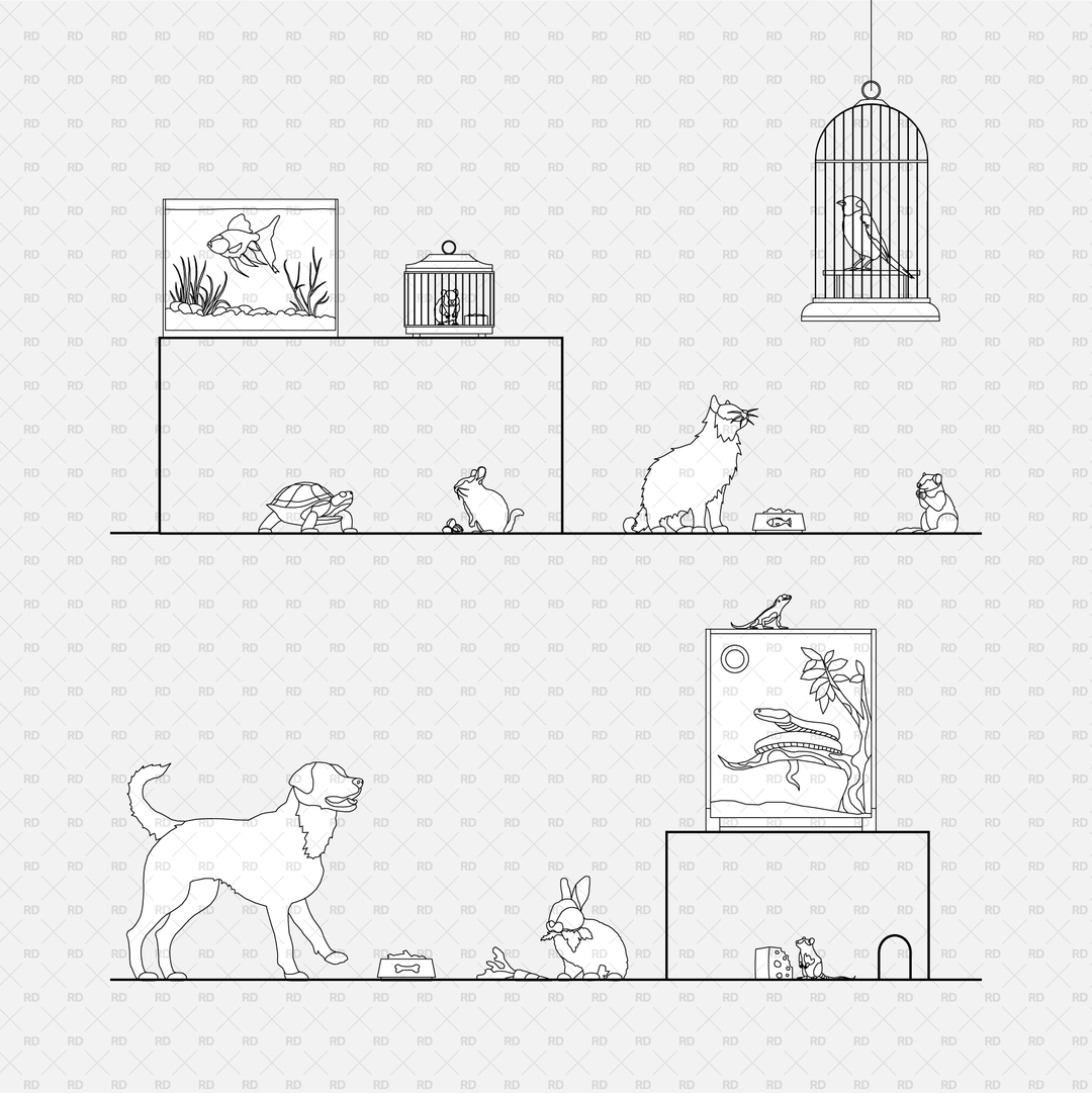 Animal Rvt Blocks Download Revit 2D Household Pets and Animals | RD Studio