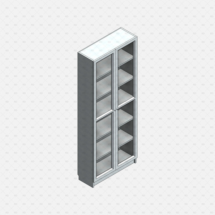 Download FREE Revit IKEA BILLY Bookcase 05 with Glass Doors | RD Studio