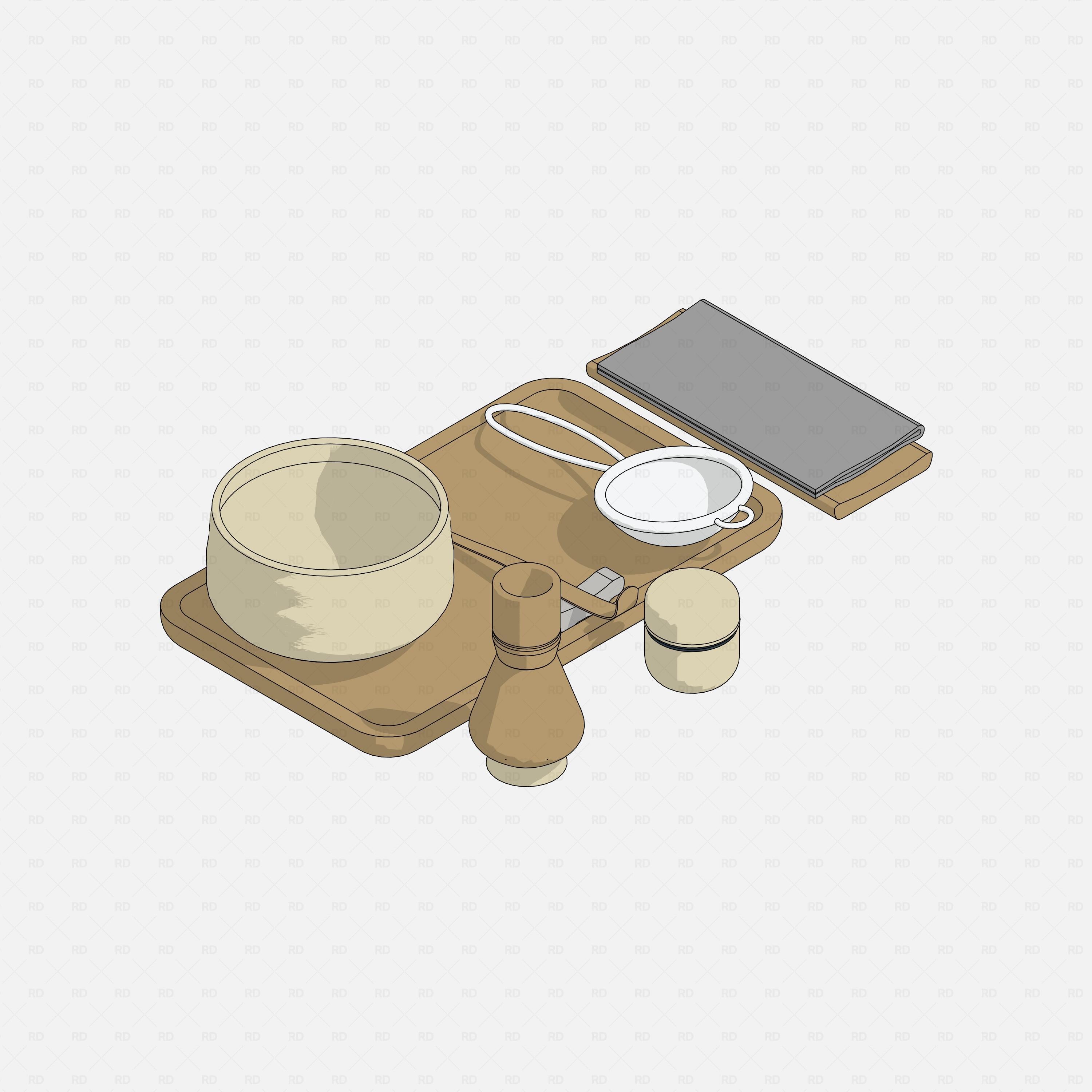 Revit japanese tatami tea room RD Studio BIM blocks rfa japanese matcha set