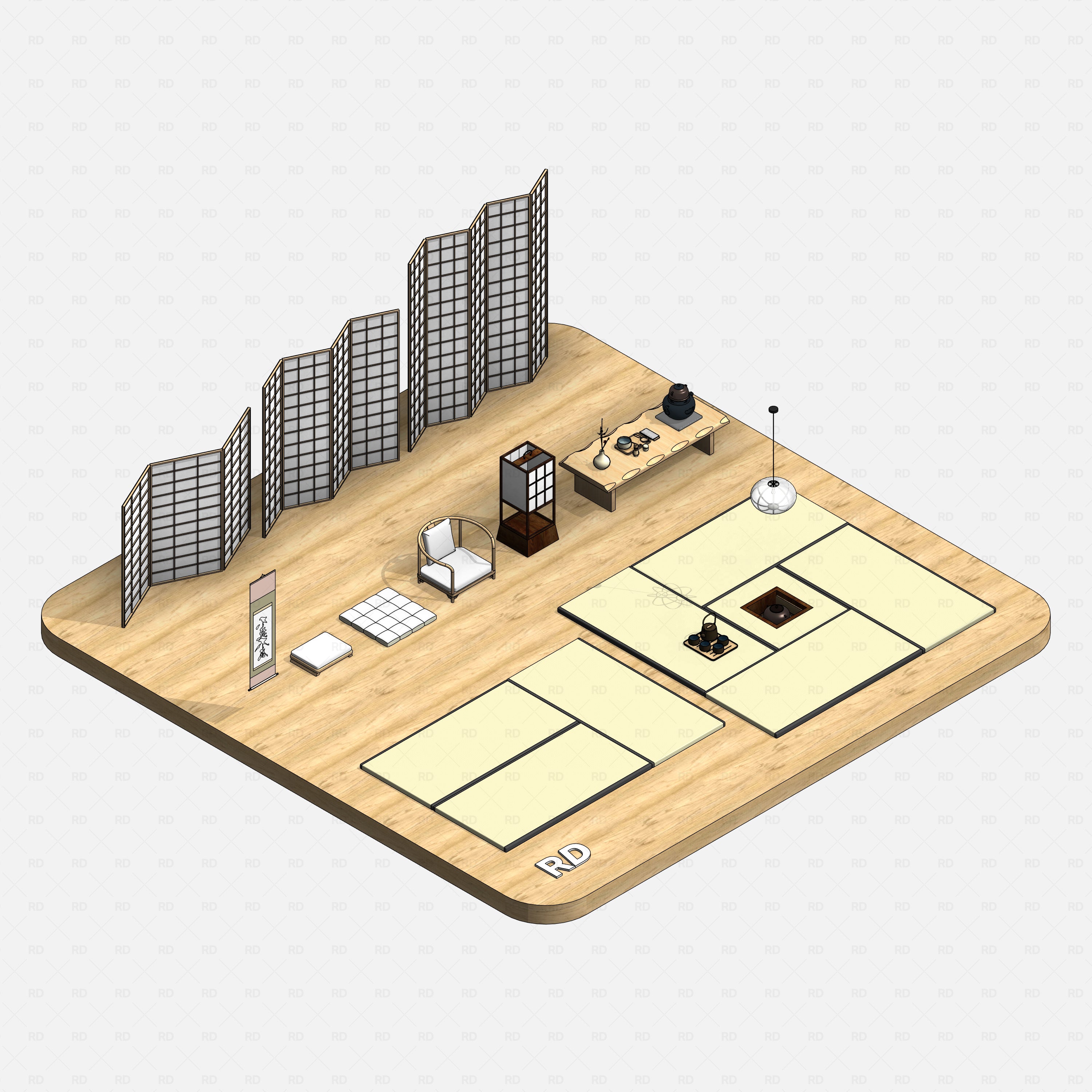 Revit japanese tatami tea room RD Studio BIM blocks rfa 
