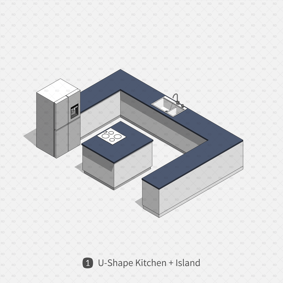 Revit Kitchen Families - 9 Fast Design Layouts - RD Studio