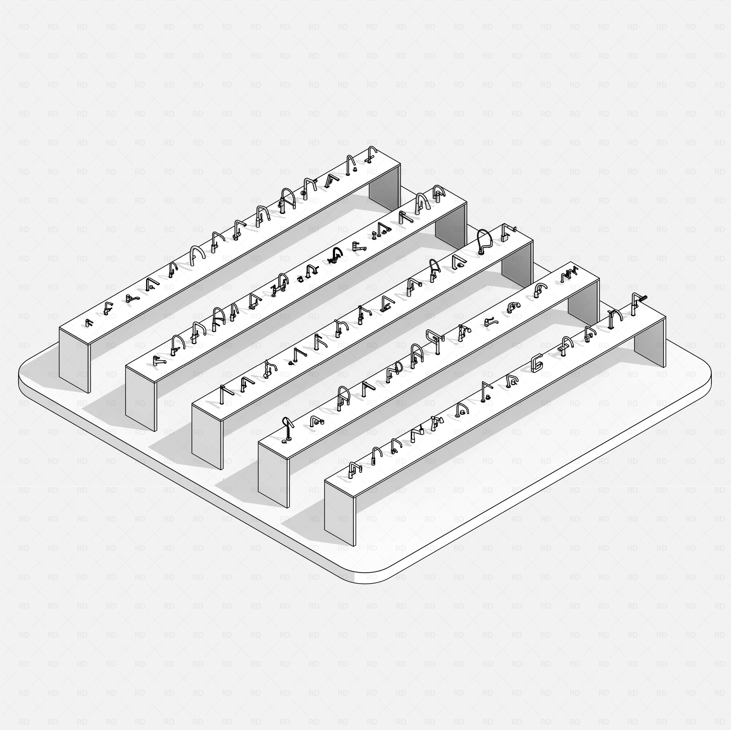 revit taps pro pack RD Studio BIM blocks rfa monochrome linework overview of complete tap collection