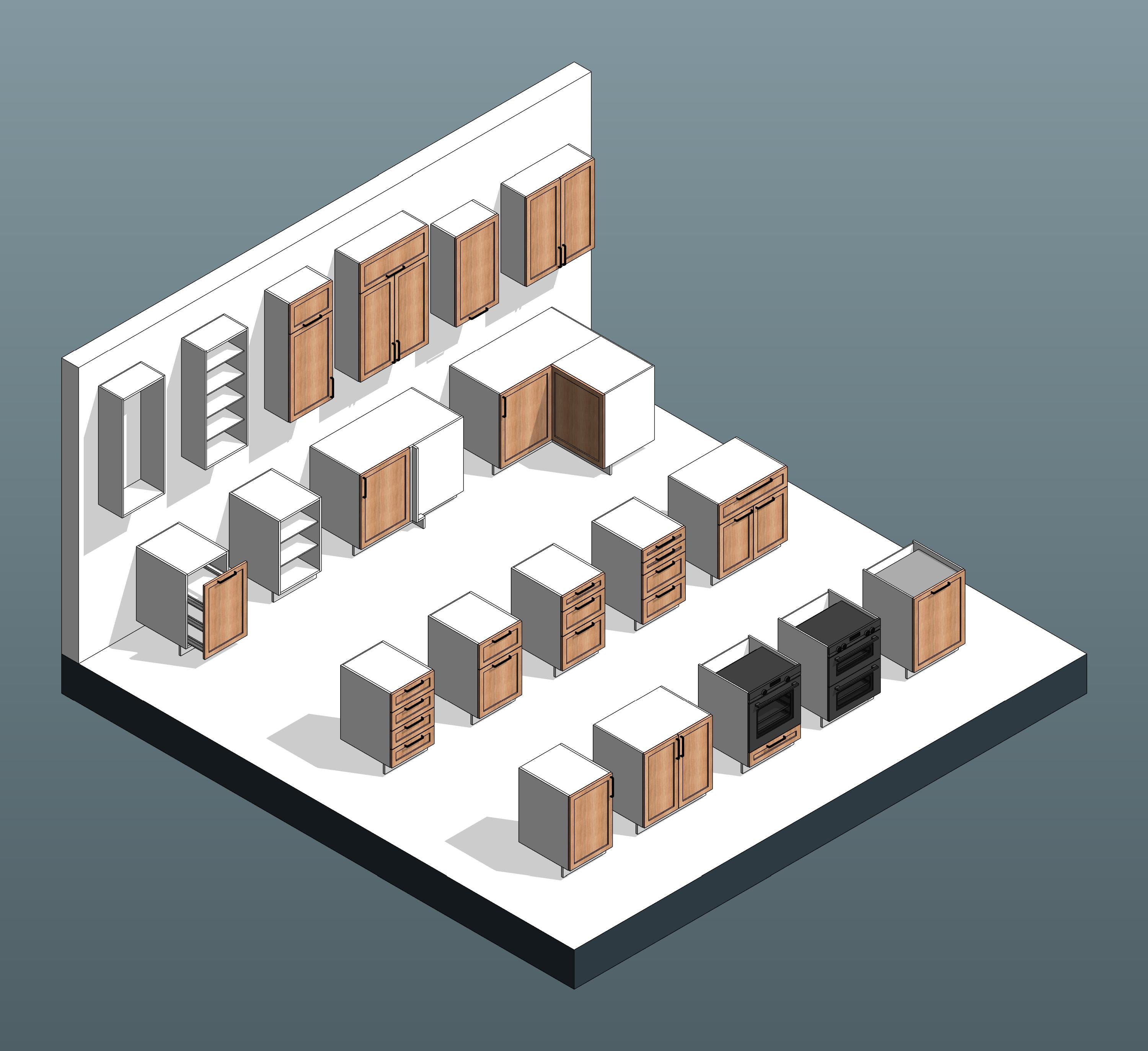 revit kitchen cabinets families