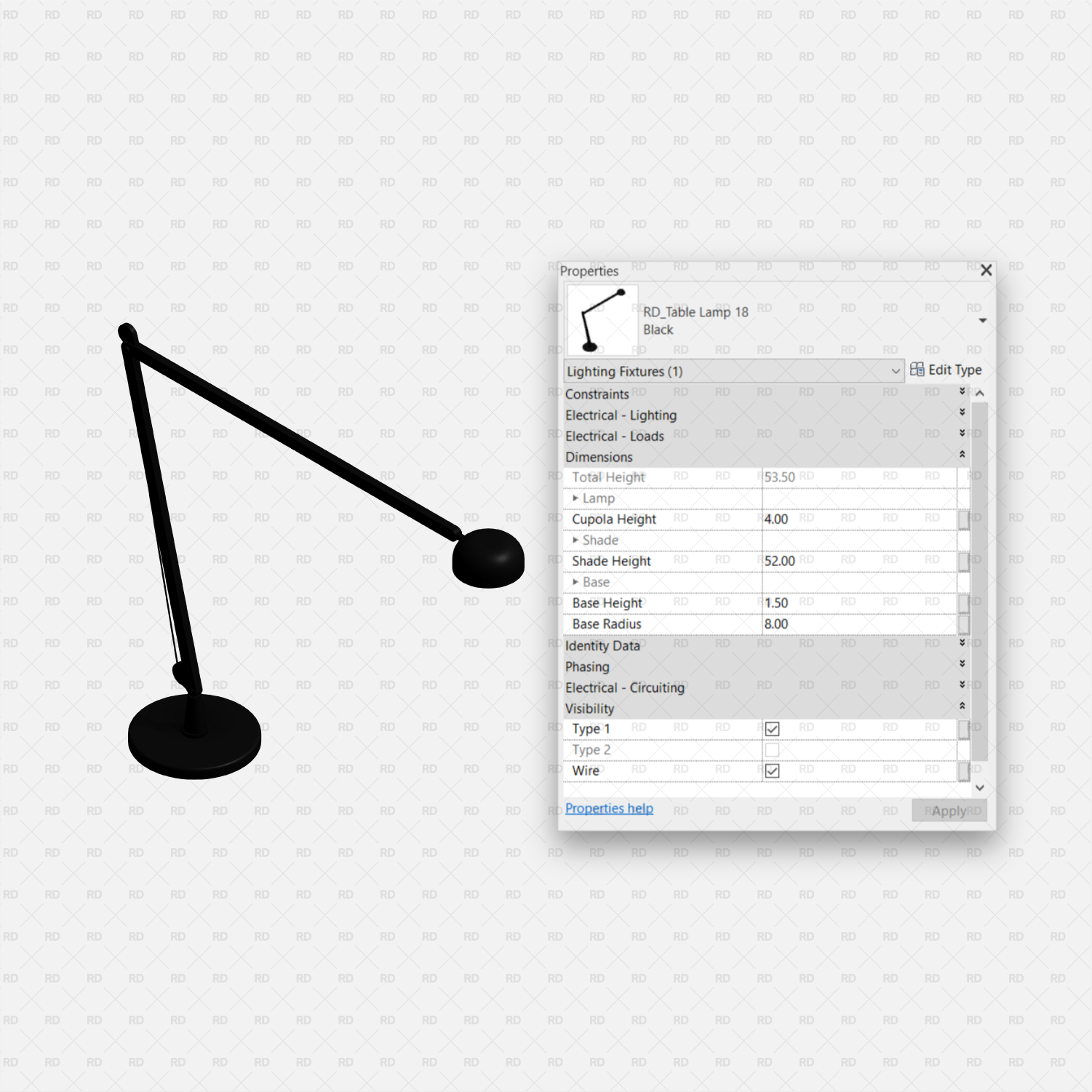 revit work lamp family