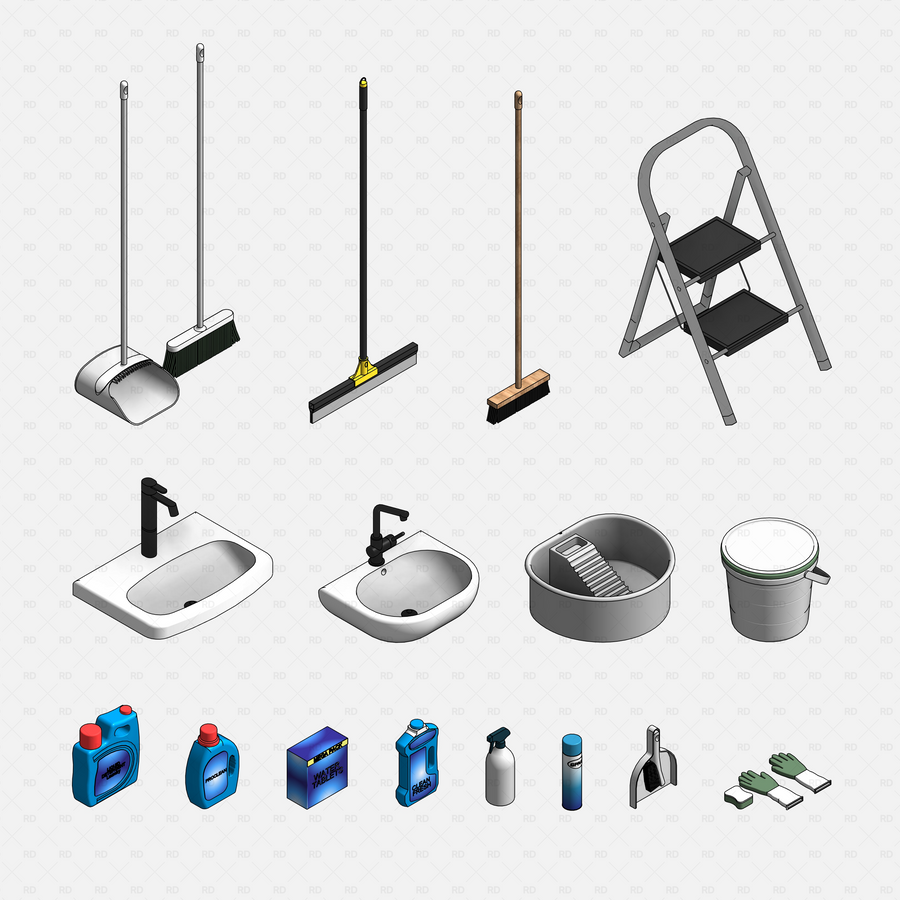 Revit Laundry Room Pack – Washing Machines, Cabinets & More