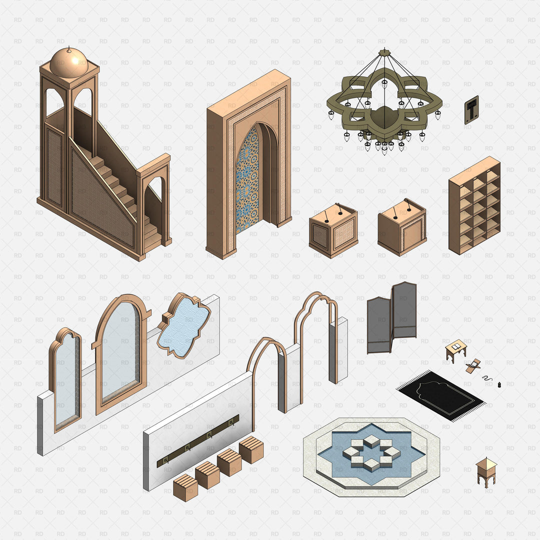 Mosque Window Revit Model Download Mosque Furniture Revit Families | RD Studio