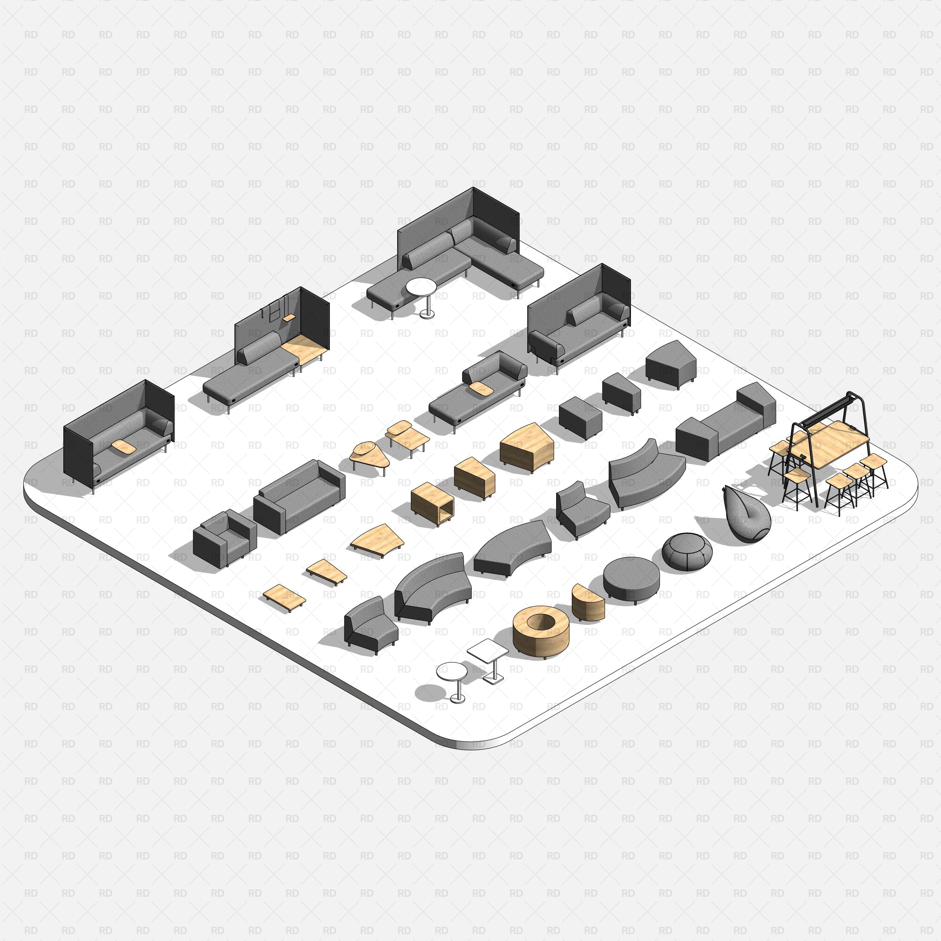 Revit Modular Lounge Furniture