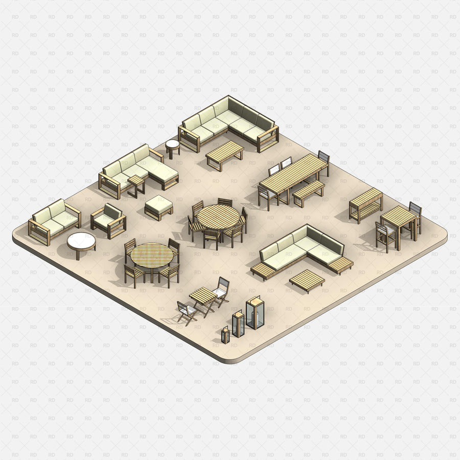 Download Revit Outdoor Furniture - Lounge and Dining