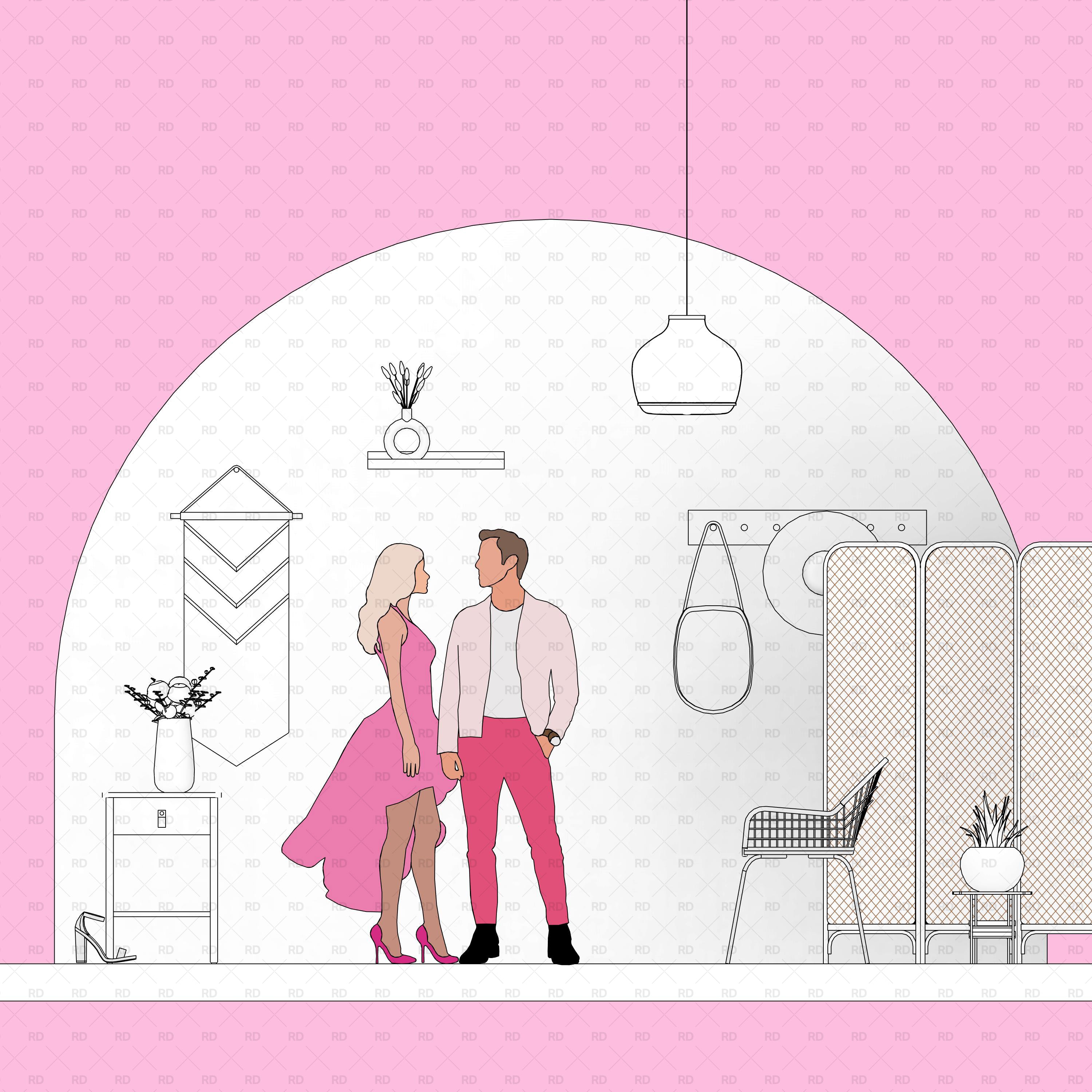 Revit 2D People - Barbie and Ken 