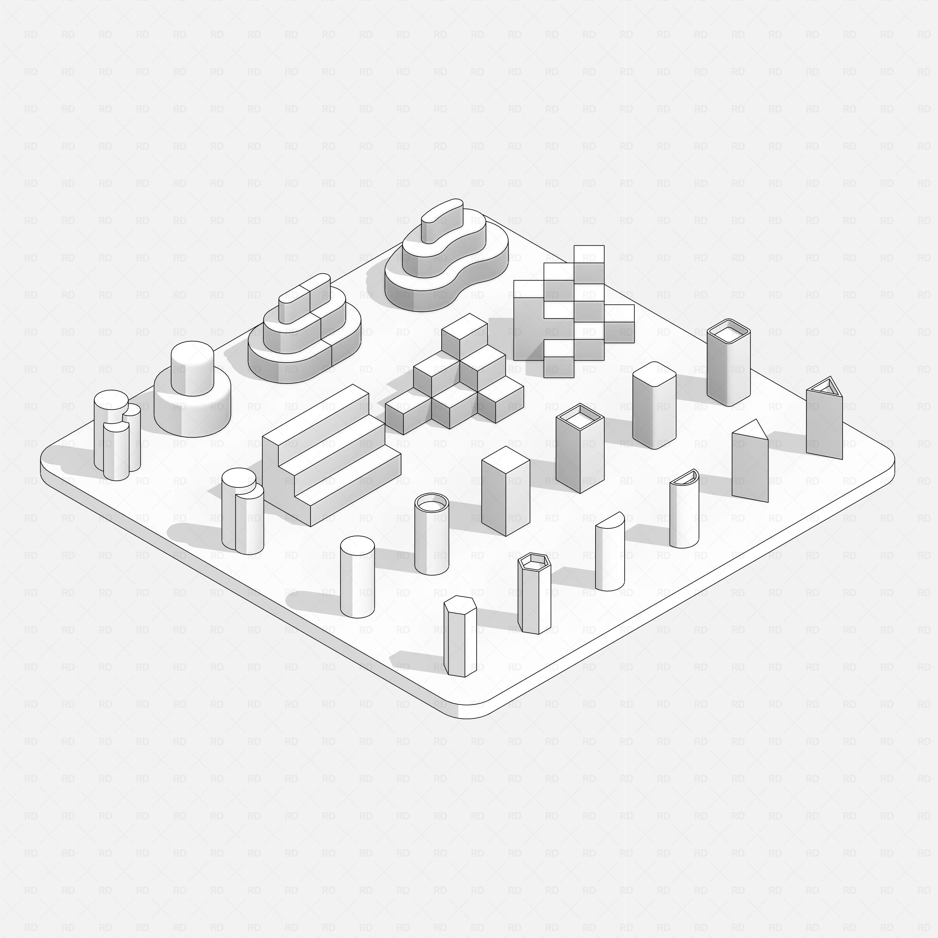 Revit Retail Furniture 01 RD Studio BIM blocks rfa 