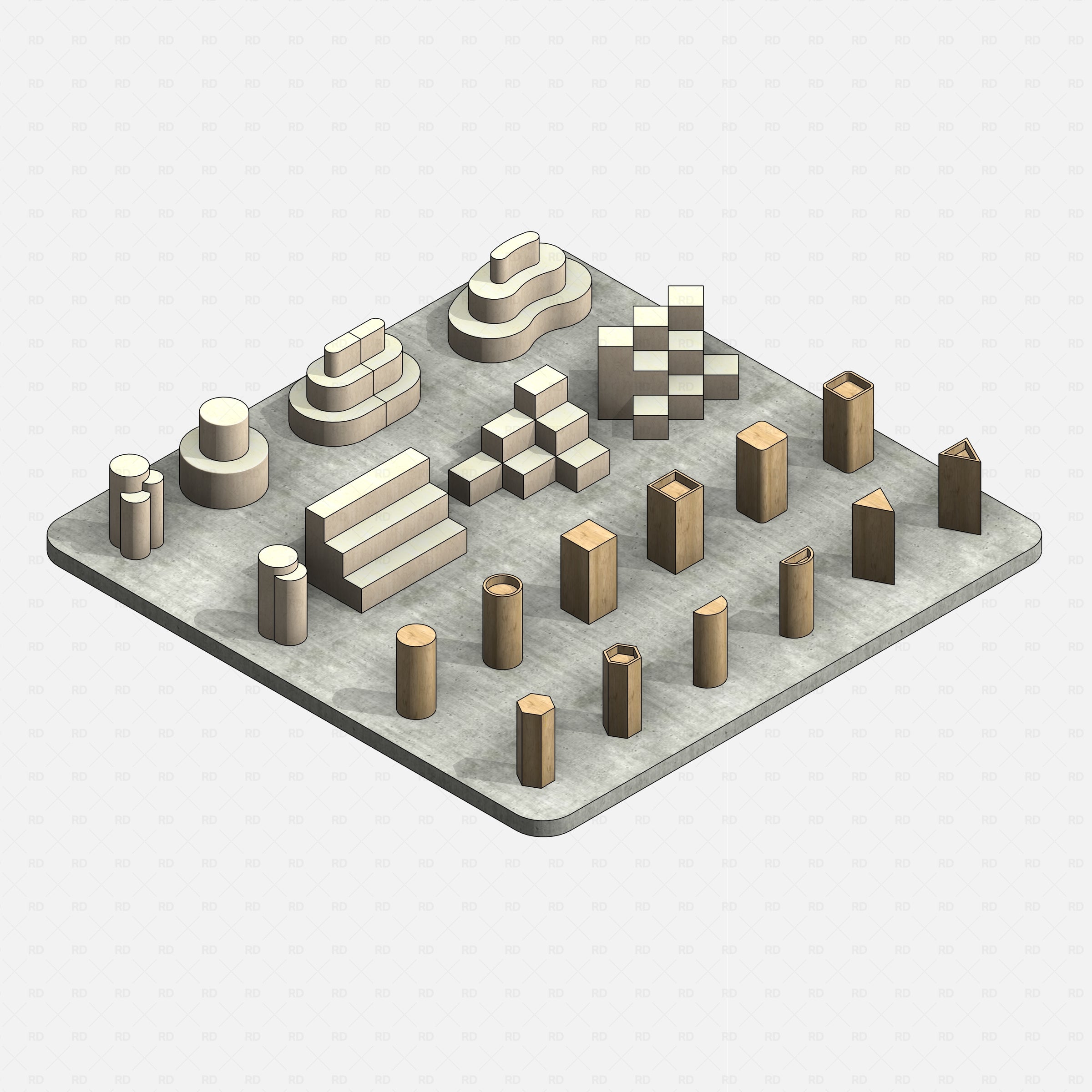 Revit Retail Furniture 01 RD Studio BIM blocks rfa realistic display table