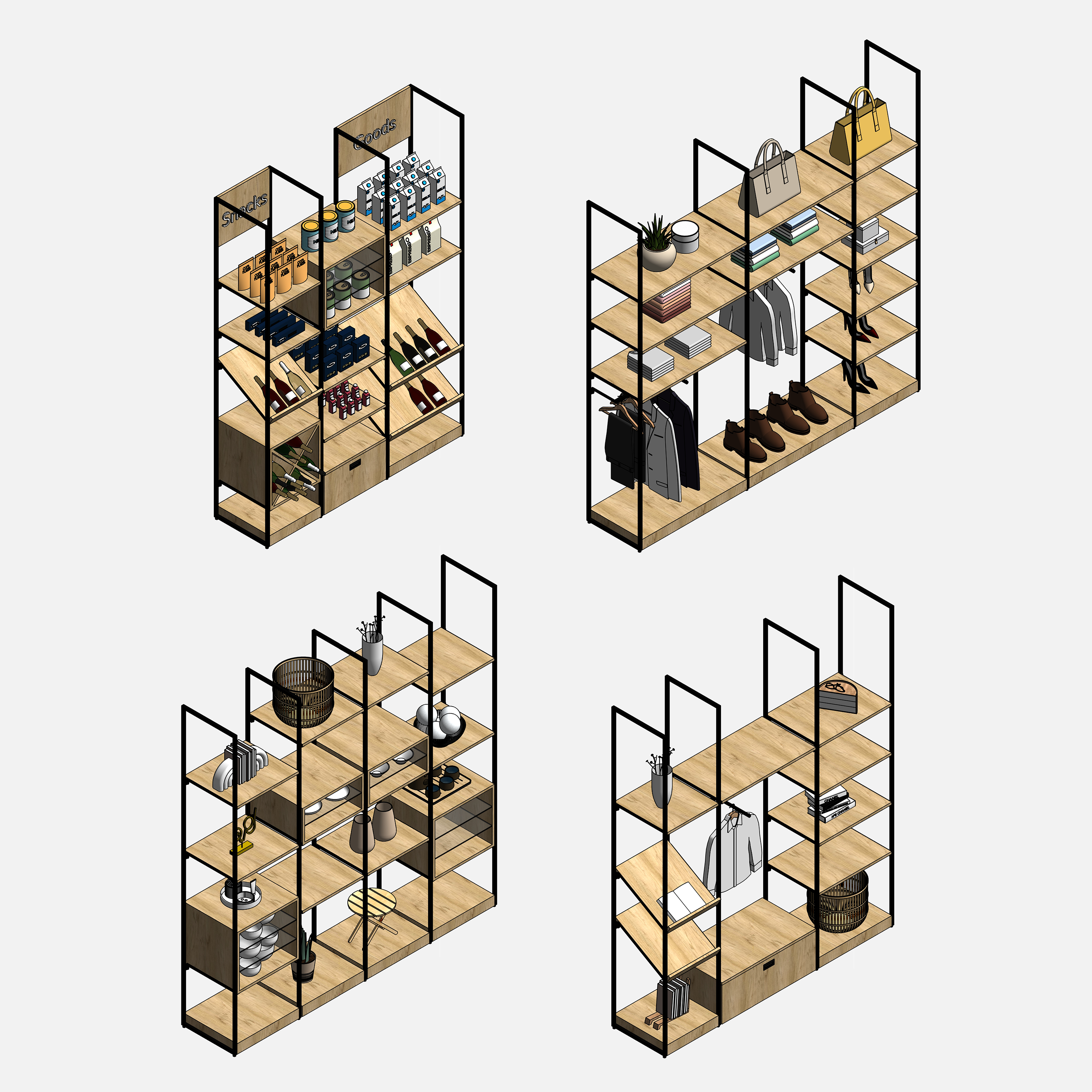revit retail display furniture families 