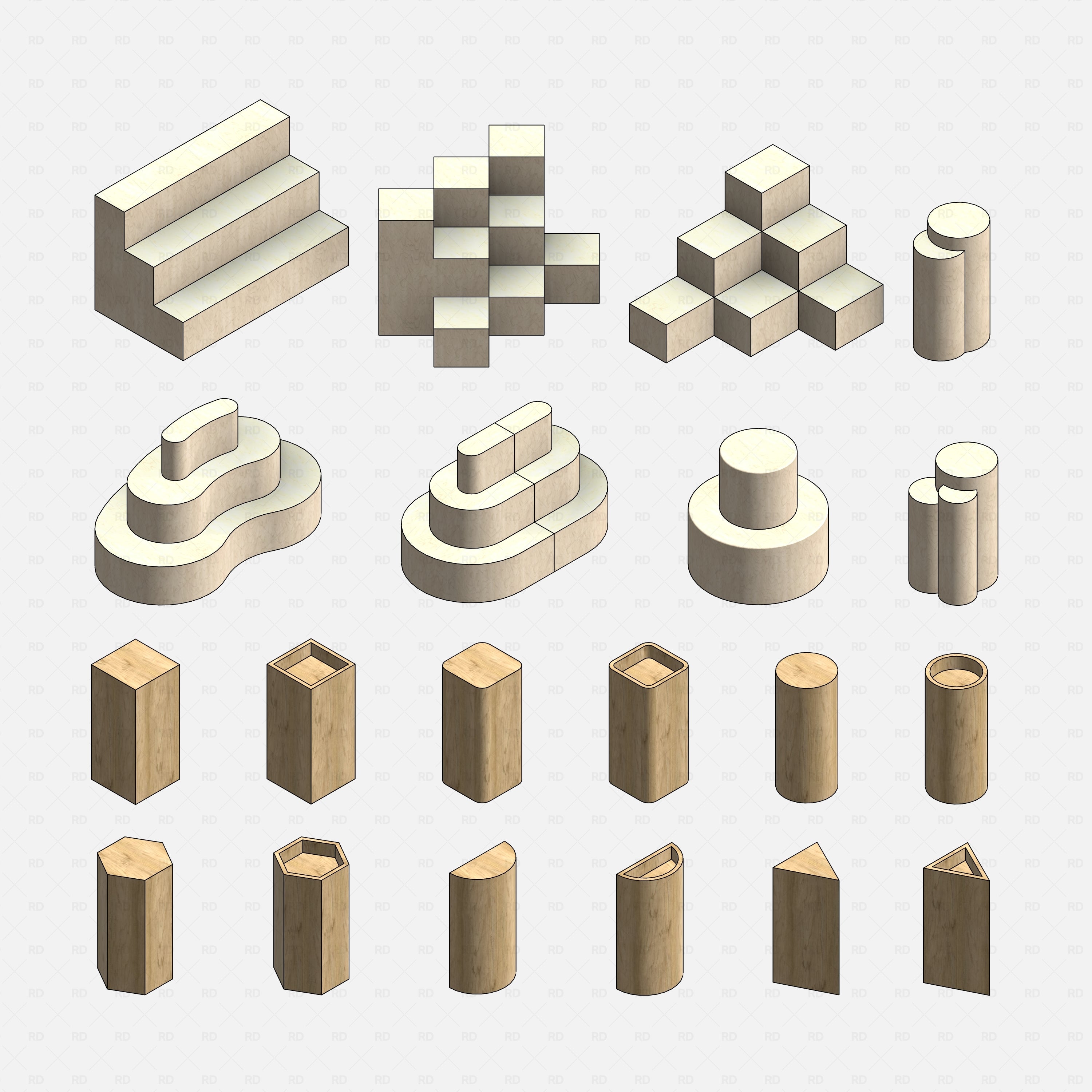 Revit Retail Furniture 01 RD Studio BIM blocks rfa 