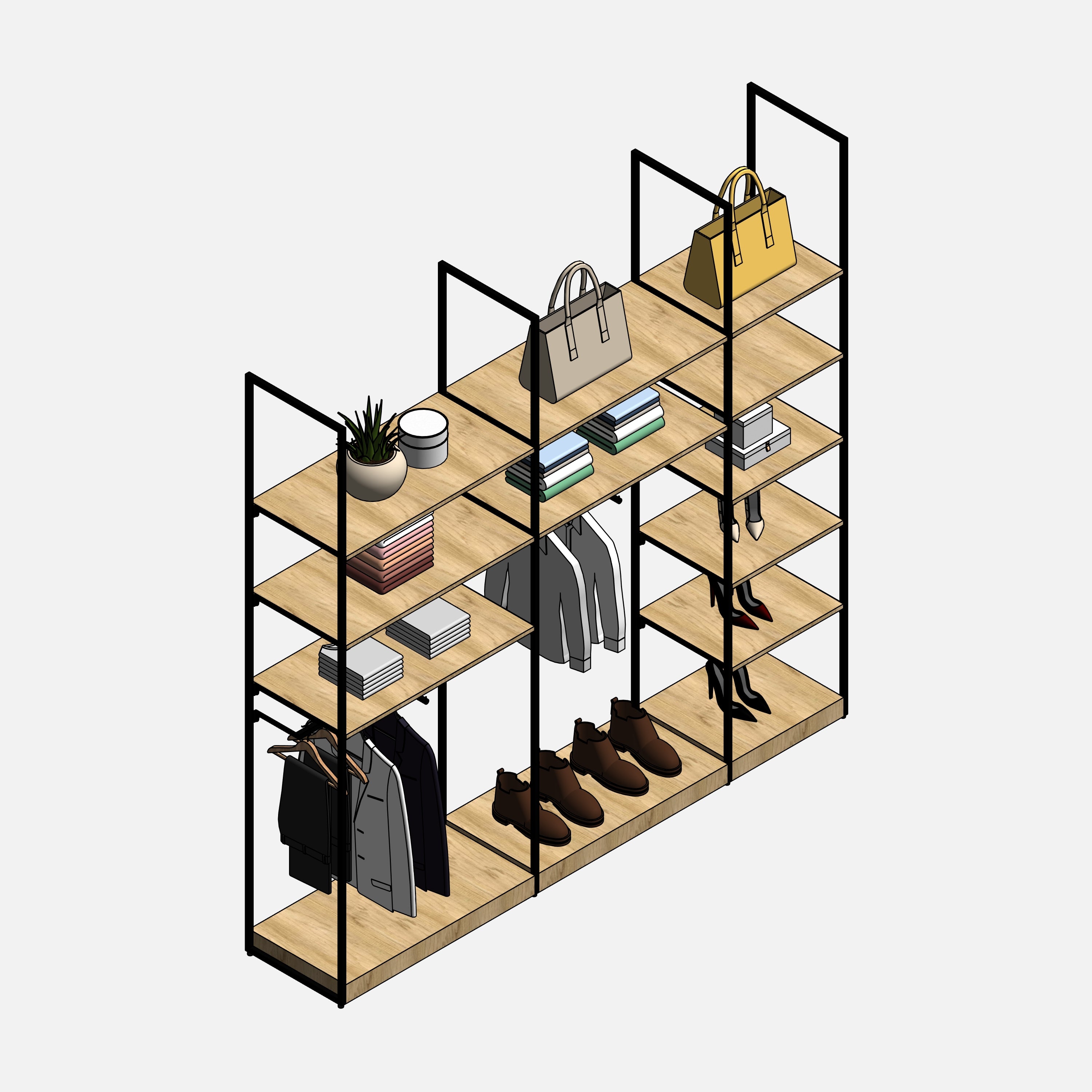 Revit Retail Shelving System 01 RD Studio BIM blocks rfa fashion boutique 