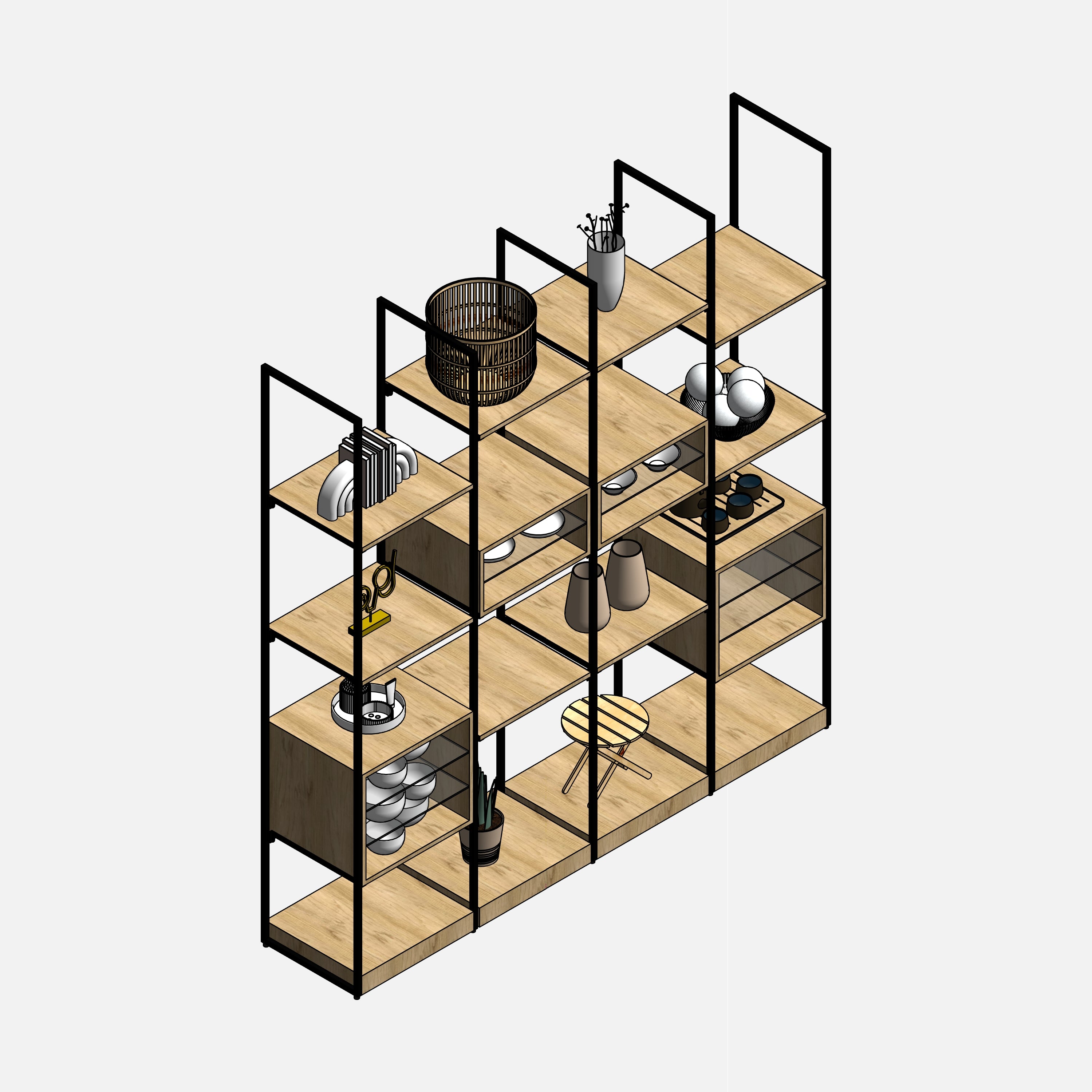 Revit Retail Shelving System 01 RD Studio BIM blocks rfa homeware shelving