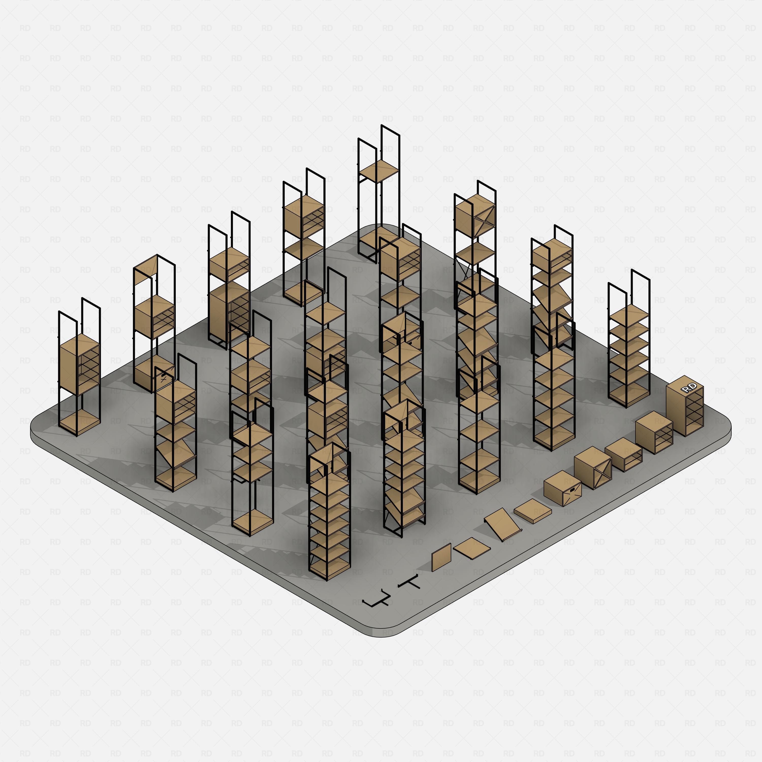 Revit Retail Shelving System 01 RD Studio BIM blocks rfa 