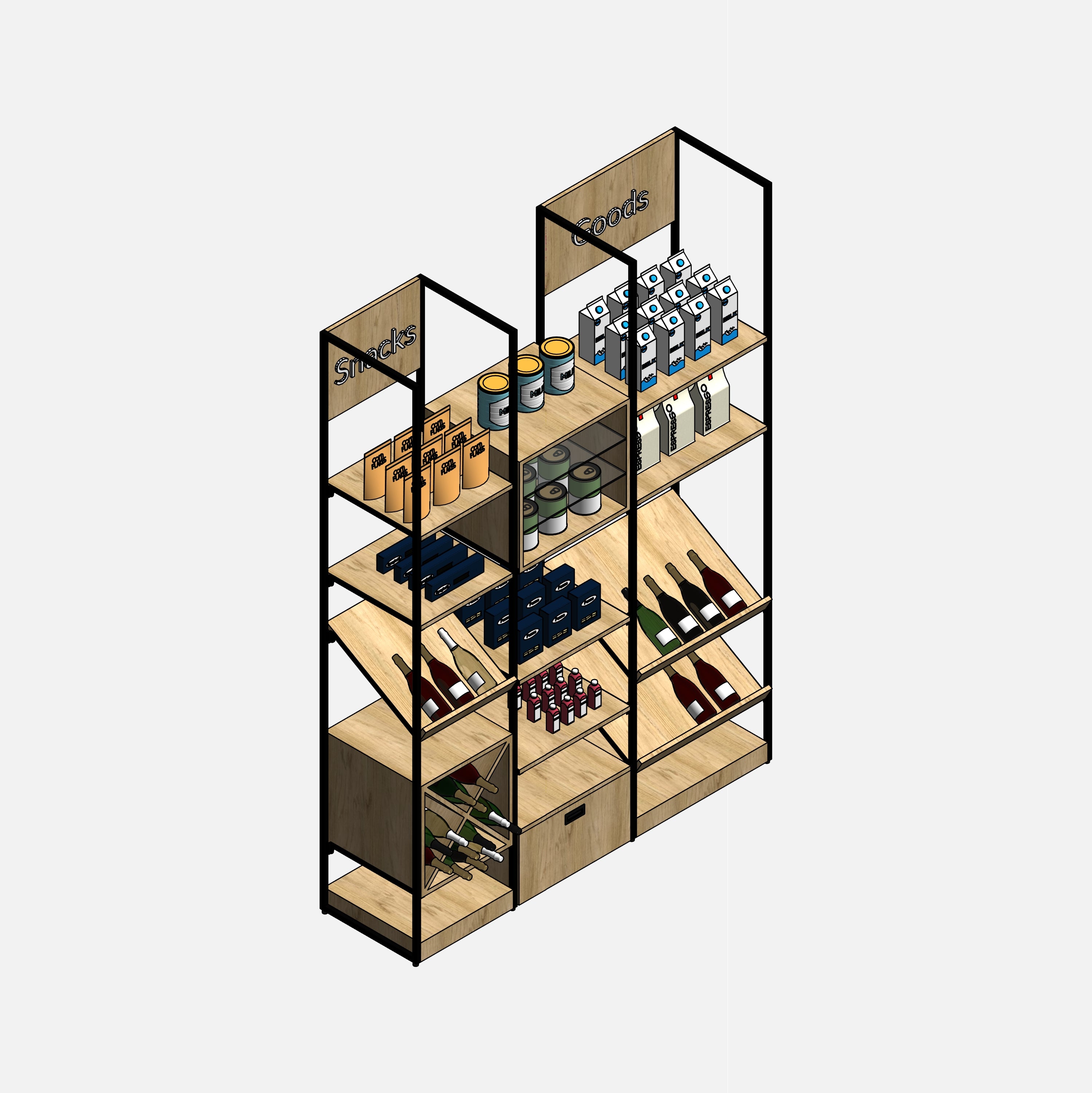 Revit Retail Shelving System 01 RD Studio BIM blocks rfa fine goods shelving