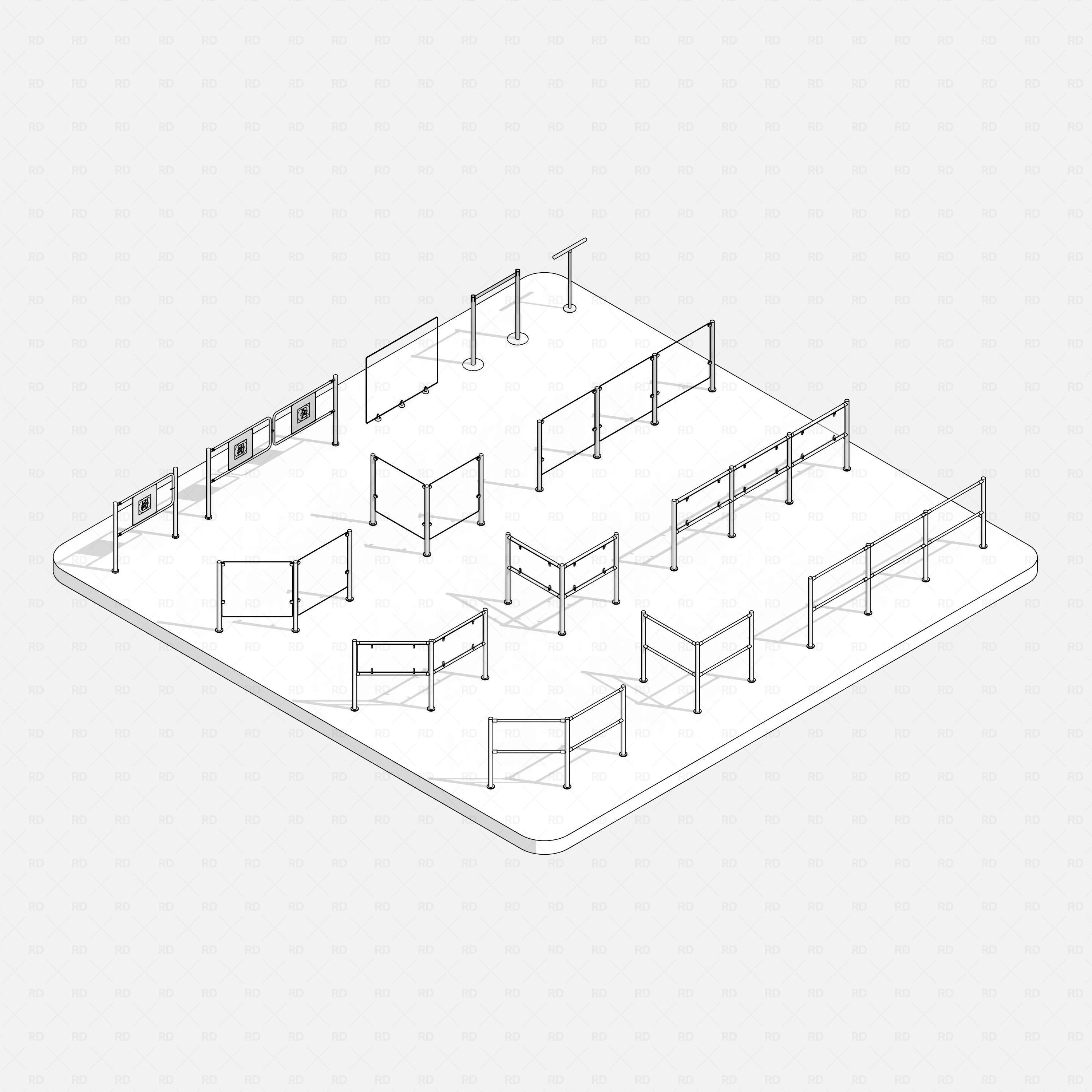 Revit security rails and posts RD Studio BIM blocks rfa 