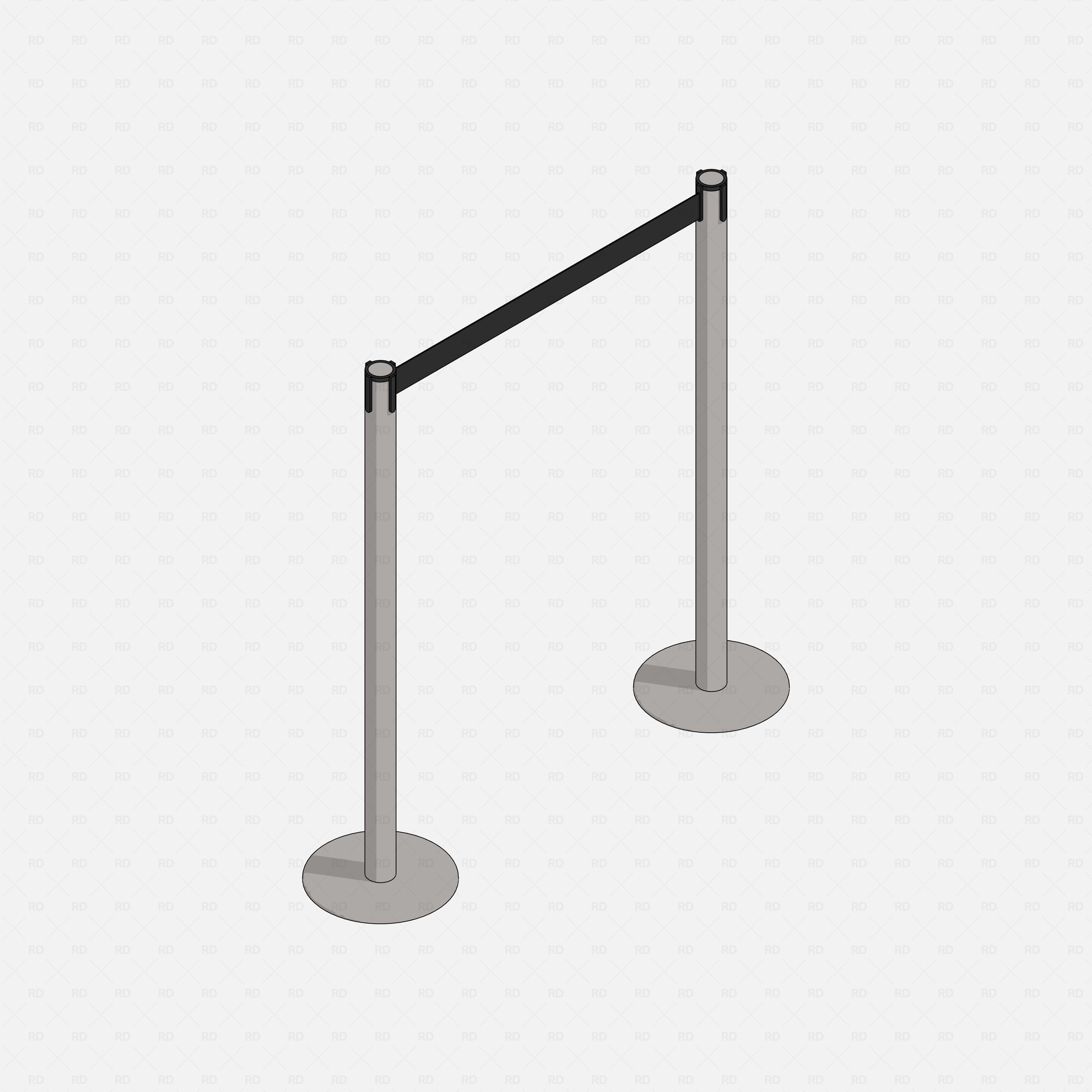 Revit security rails and posts RD Studio BIM blocks rfa realistic retractable belt stanchion 