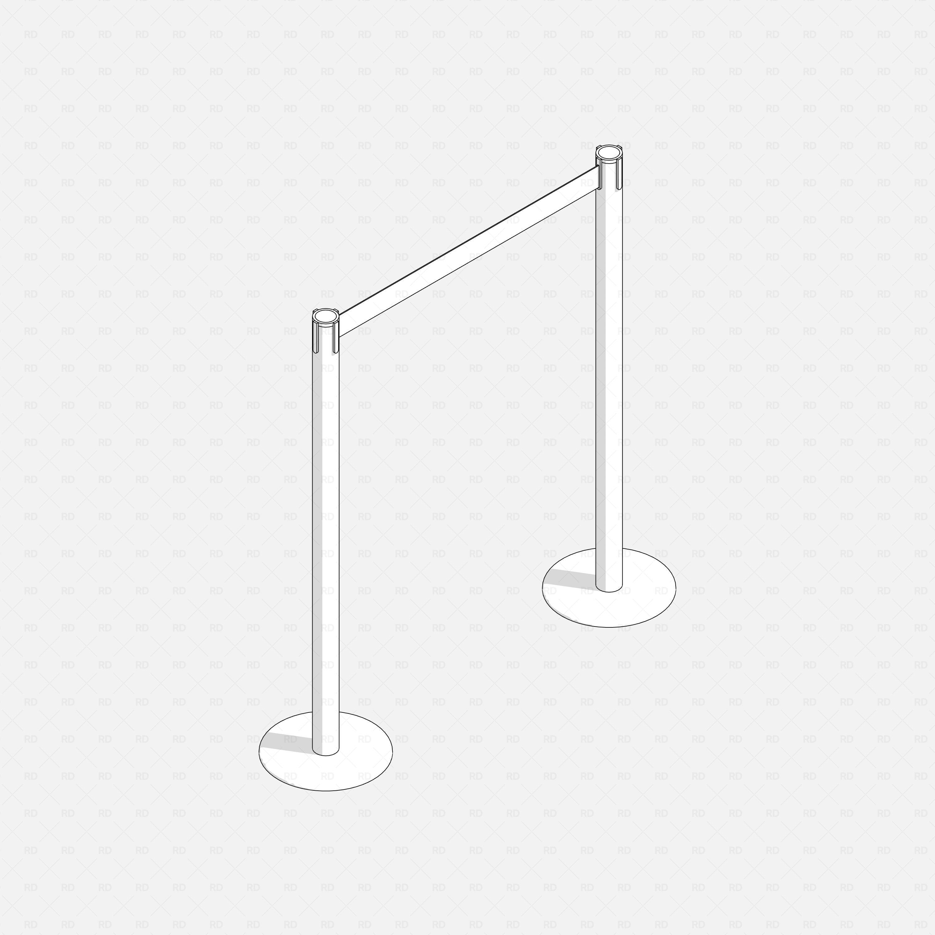 Revit security rails and posts RD Studio BIM blocks rfa retractable belt stanchion 