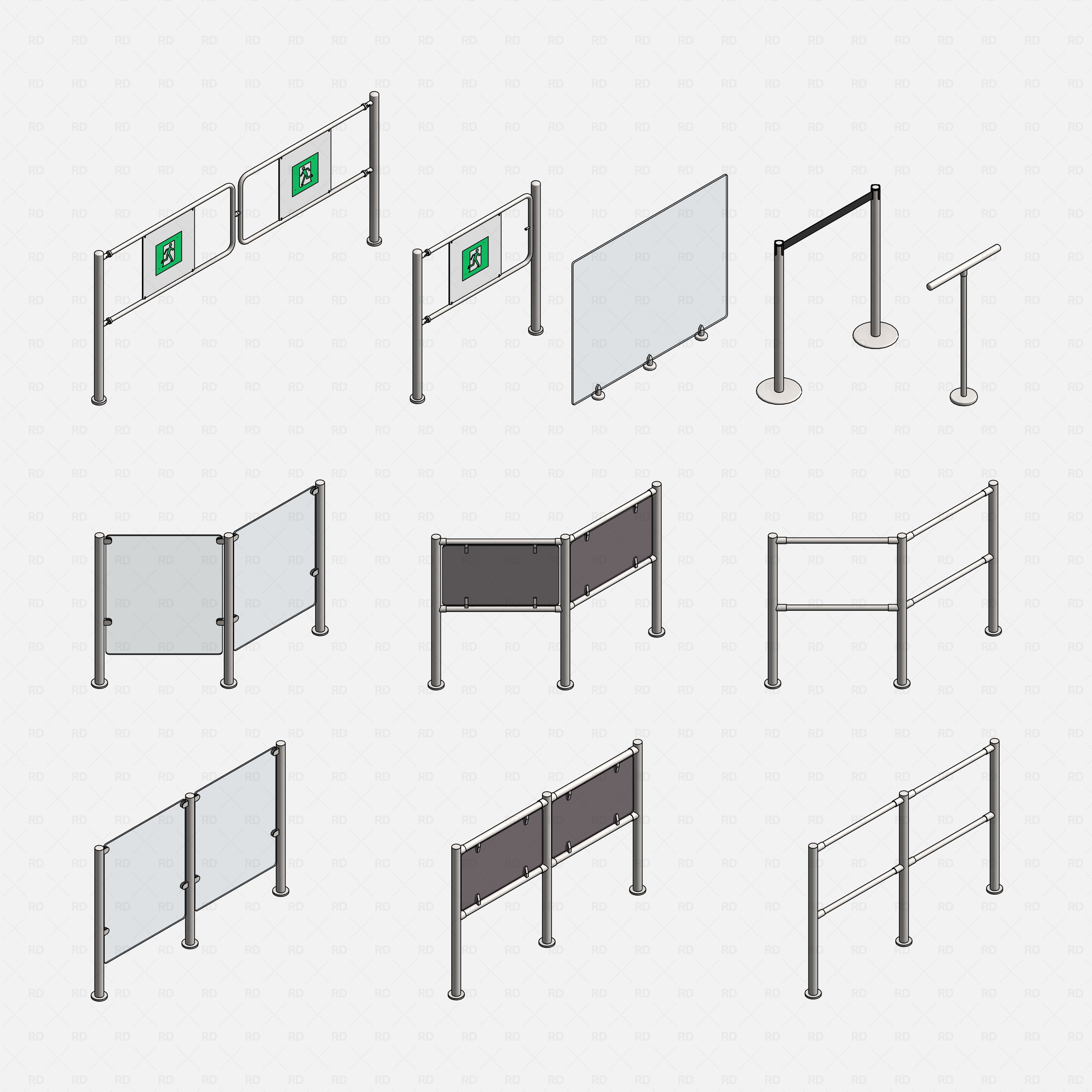 Revit security rails and posts RD Studio BIM blocks rfa 