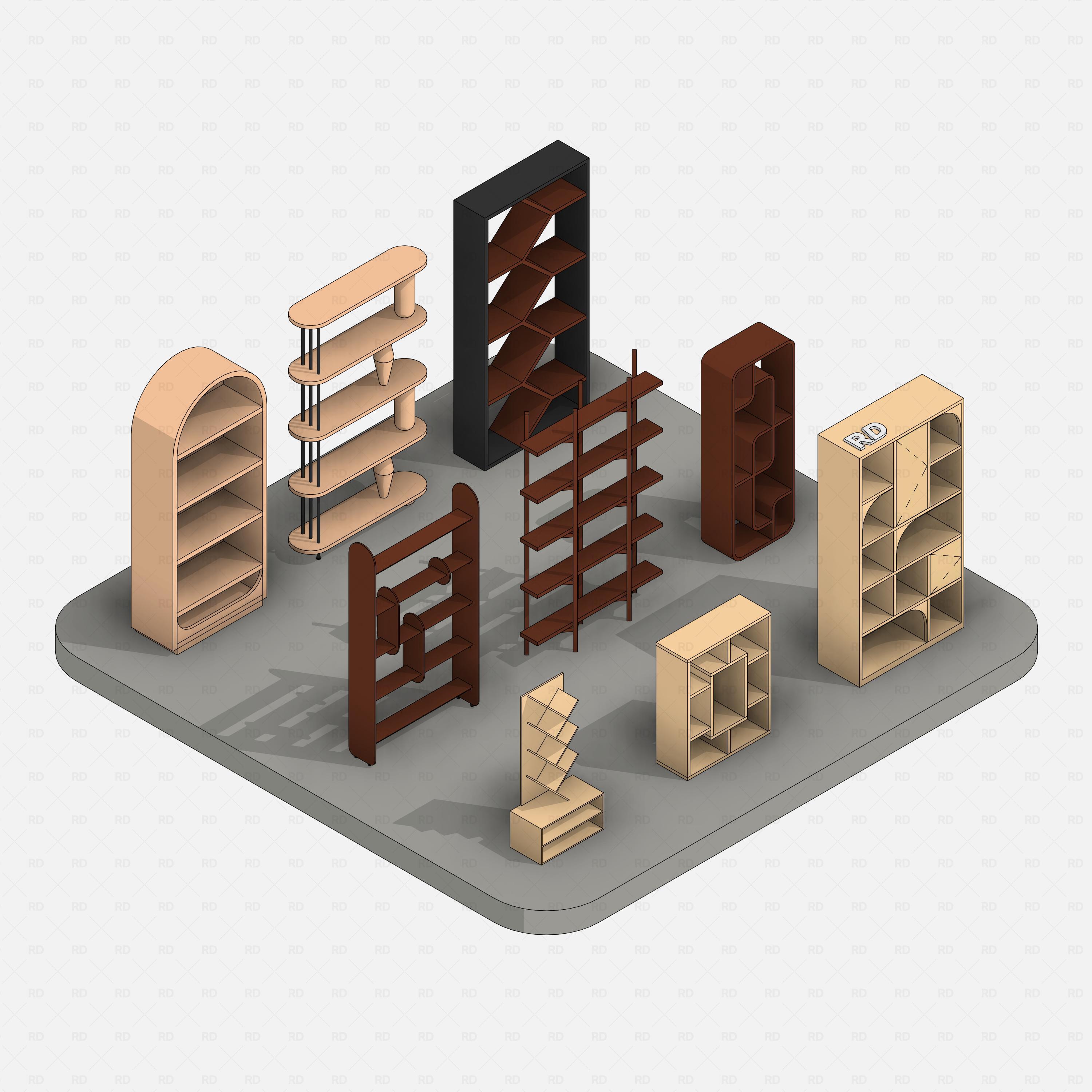 Revit Shelving Collection 03 RD Studio BIM blocks rfa 