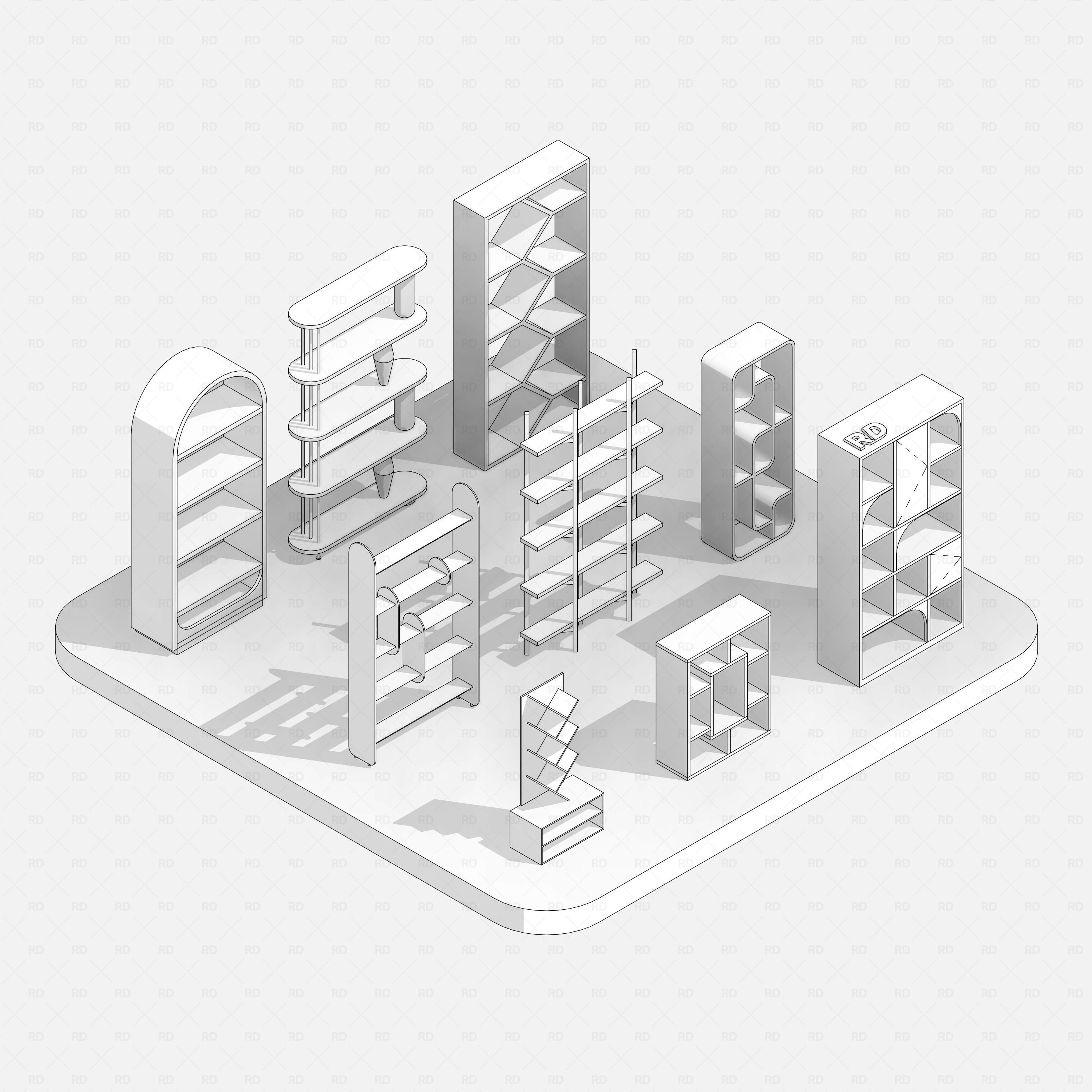 Revit Shelving Collection 03 RD Studio BIM blocks rfa 