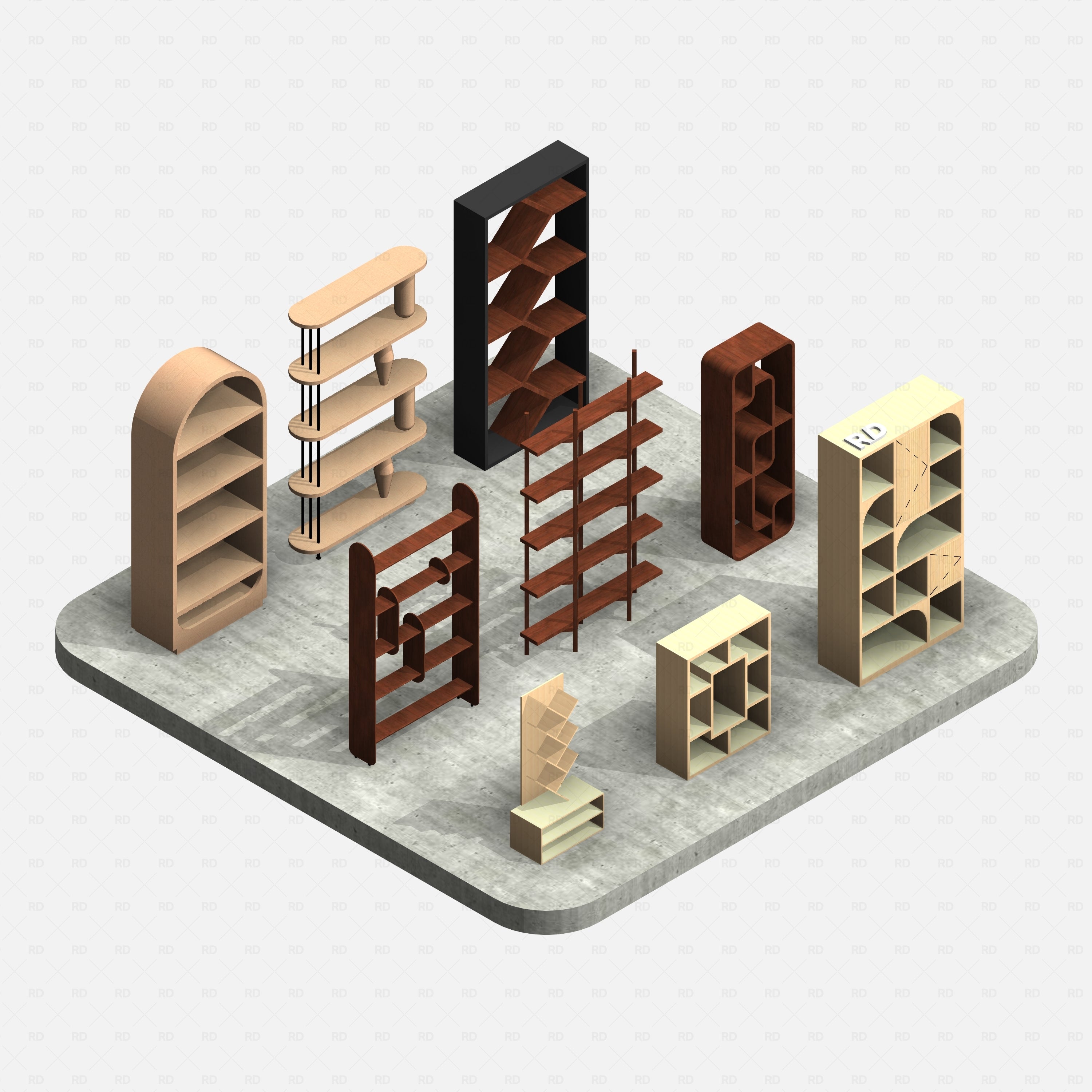 Revit Shelving Collection 03 RD Studio BIM blocks rfa 