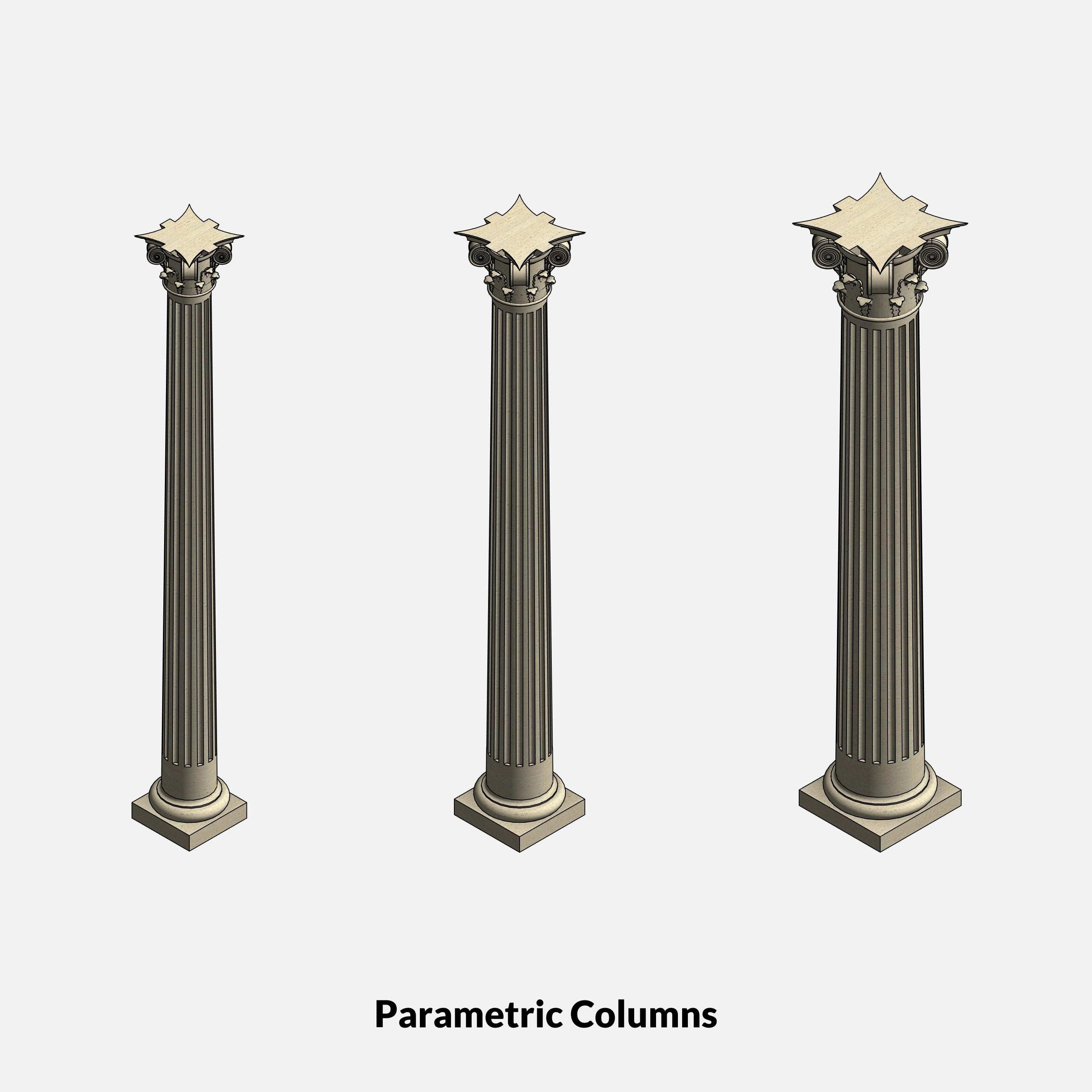 Revit classical stone columns Pack RD Studio BIM blocks rfa parametric columns