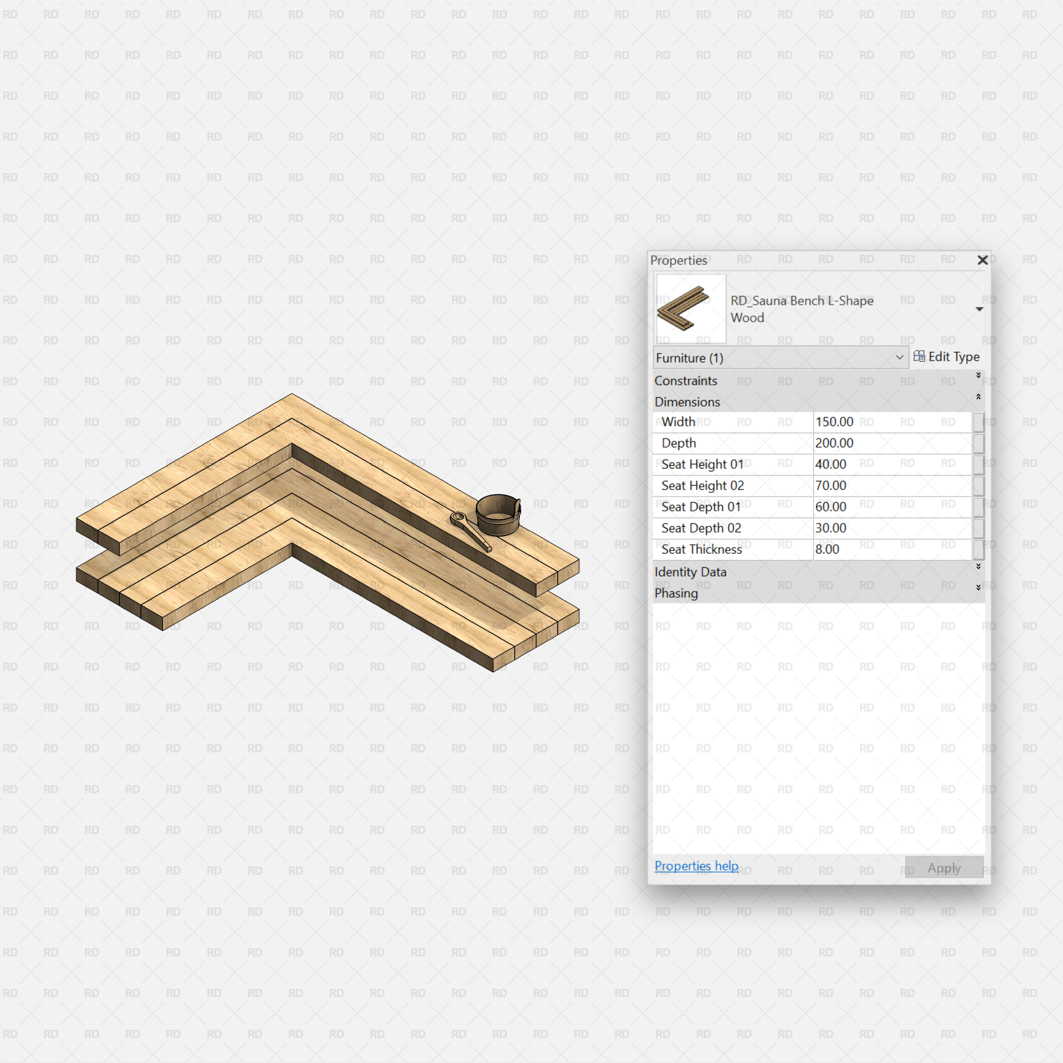 revit sauna bench