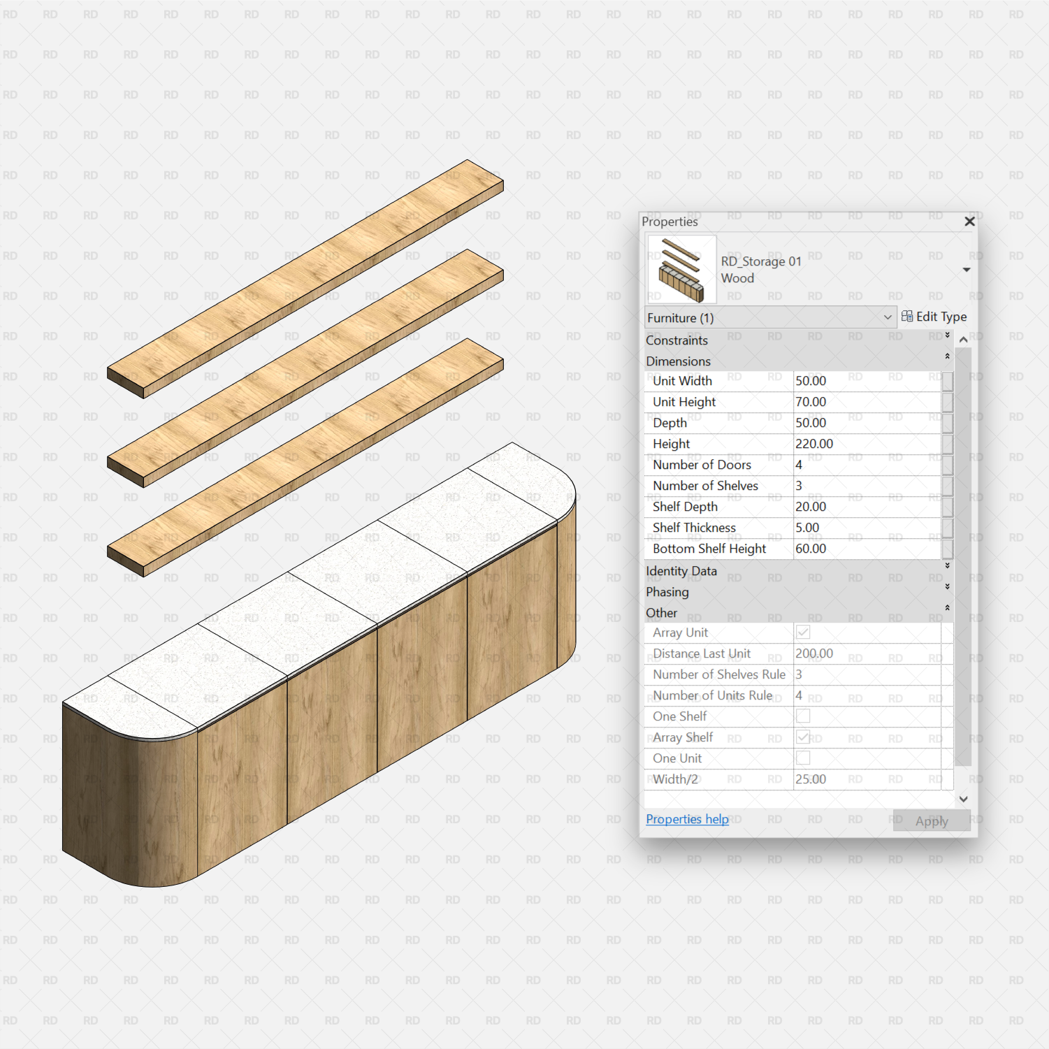 revit cabinet and shelves