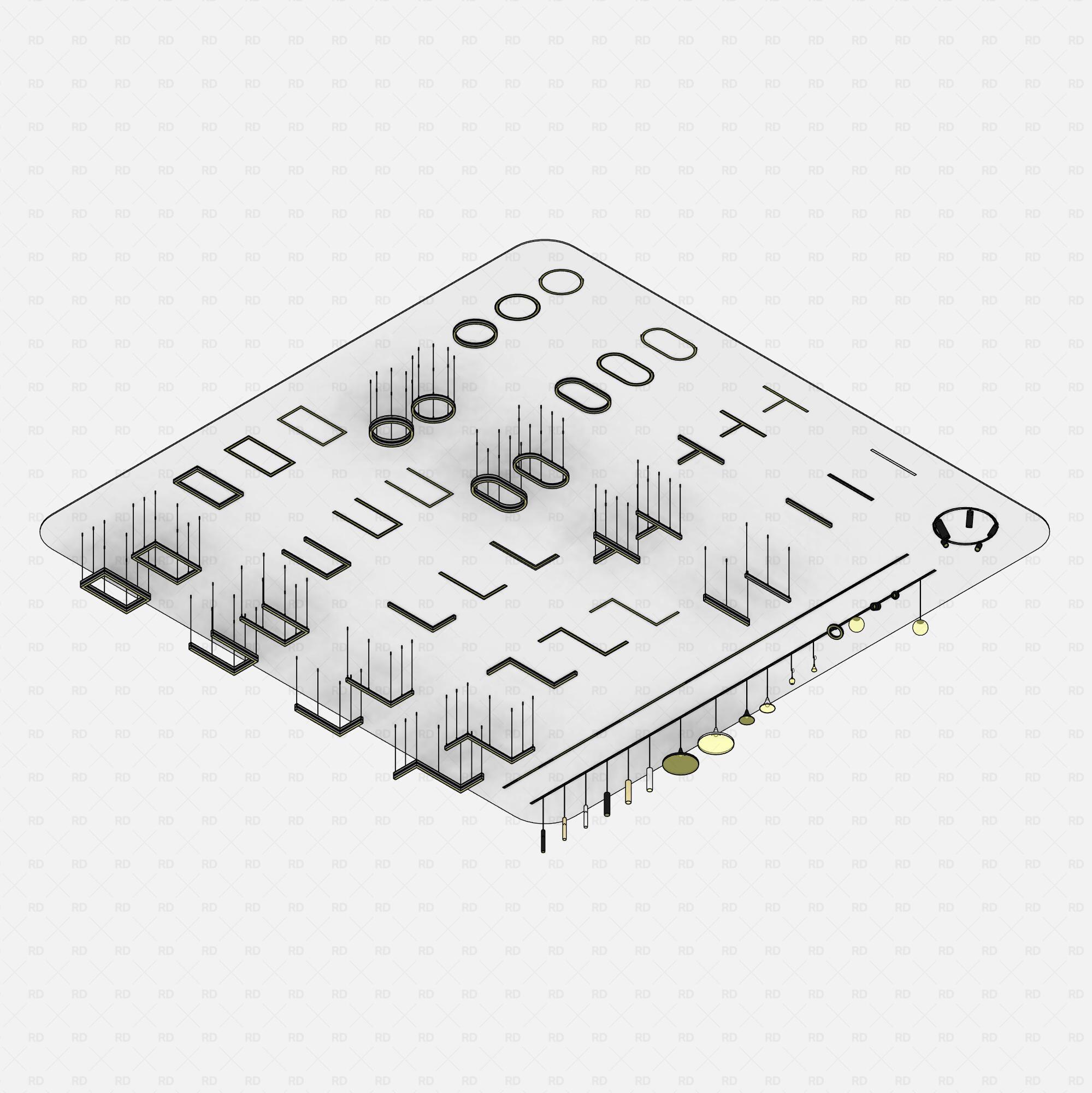 Rail Light Rfa Pack de conception de comptoir à lattes Revit