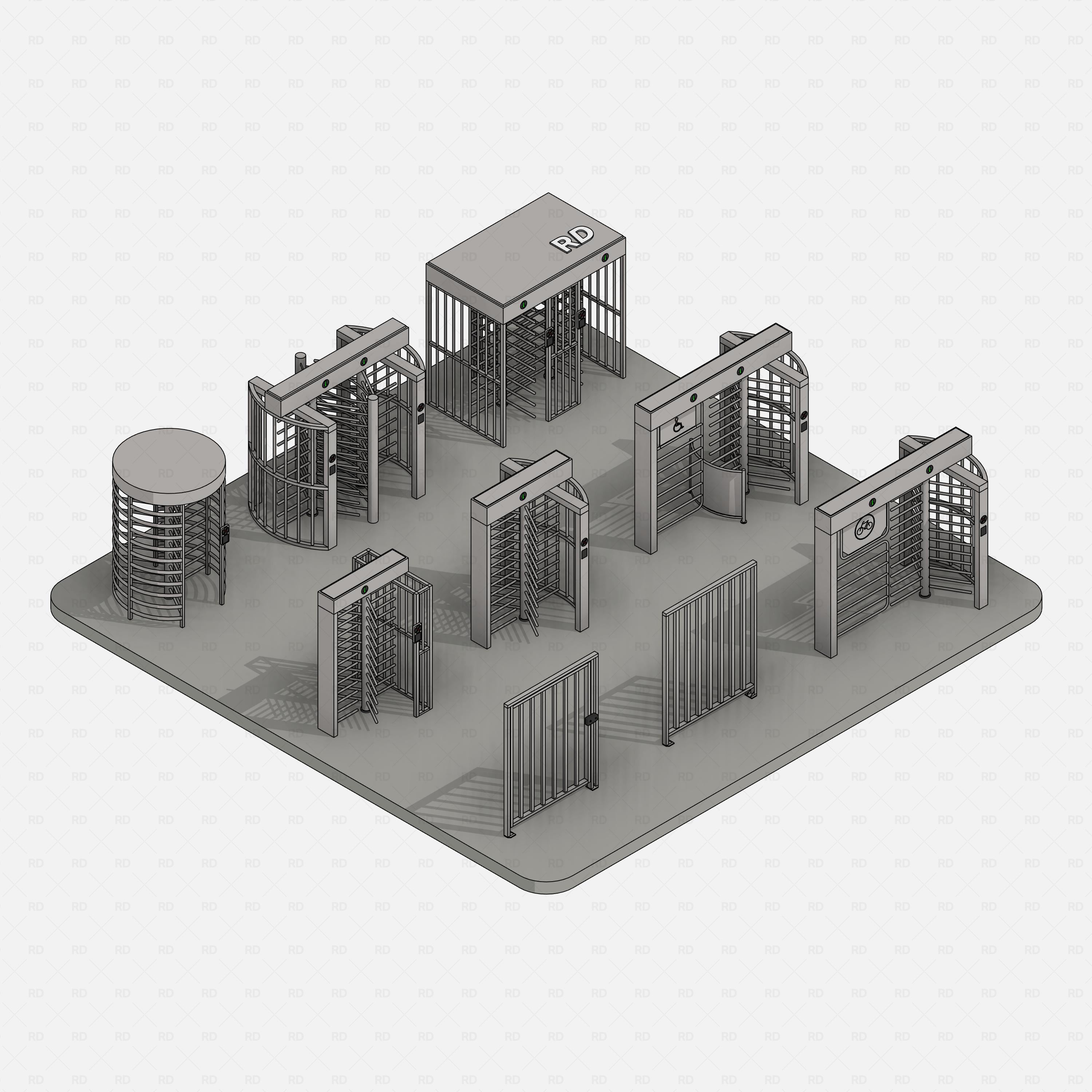 Revit Turnstile full height Gates RD Studio BIM blocks rfa