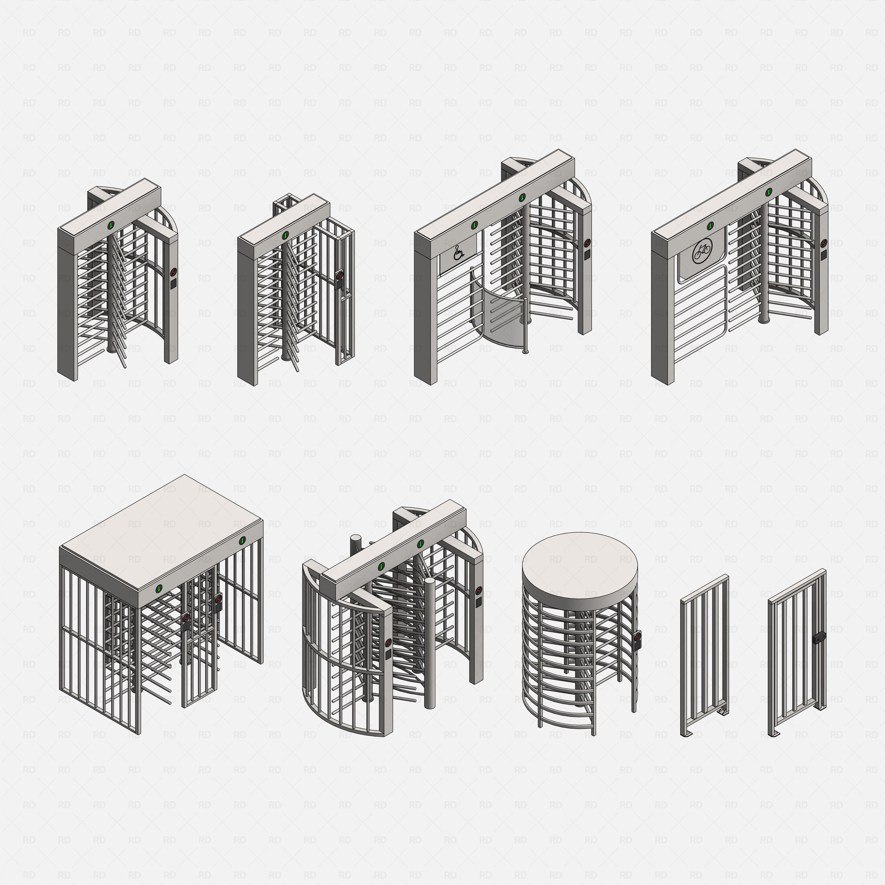 Revit Turnstile full height Gates RD Studio BIM blocks rfa