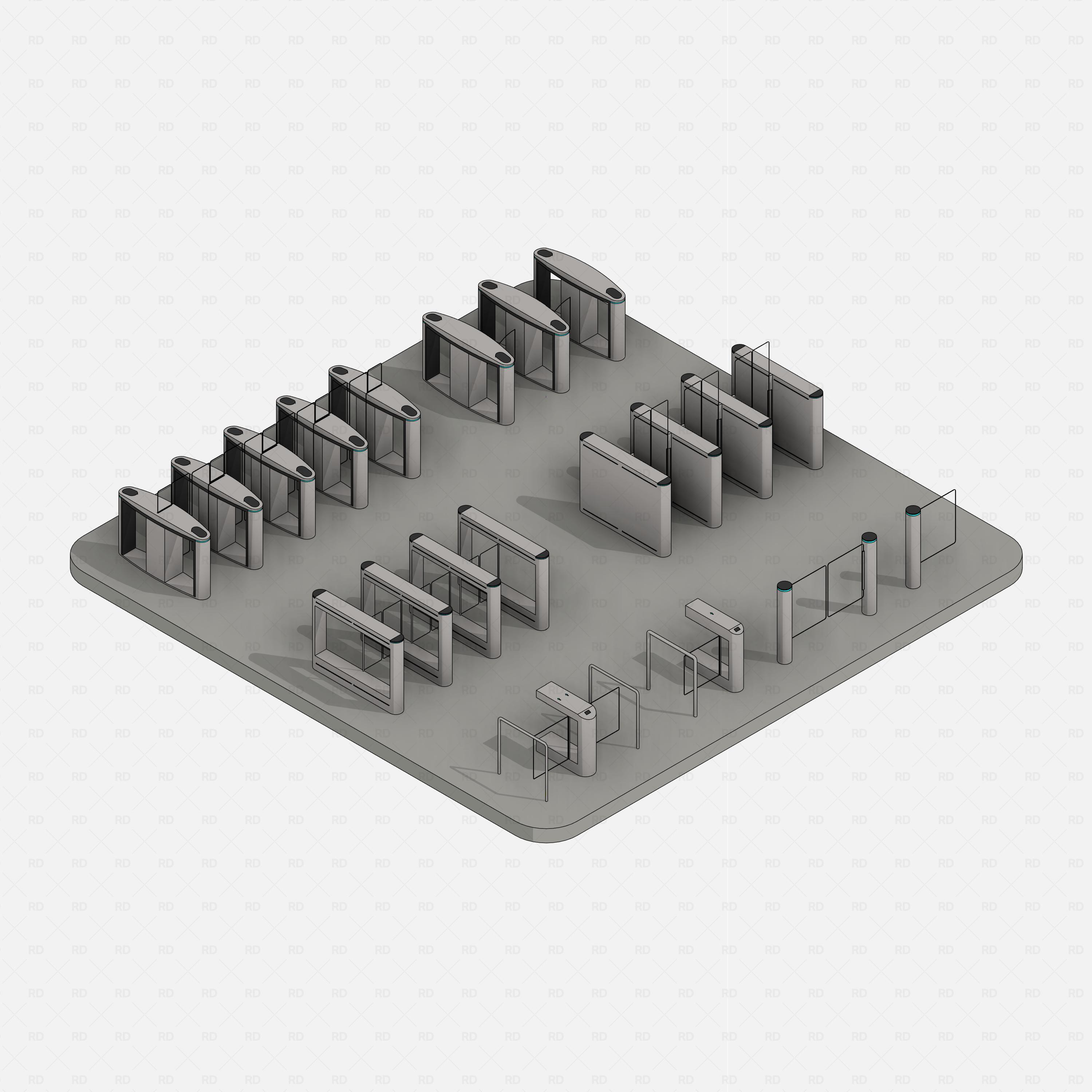 Revit turnstile swing gate Pack RD Studio BIM blocks rfa 