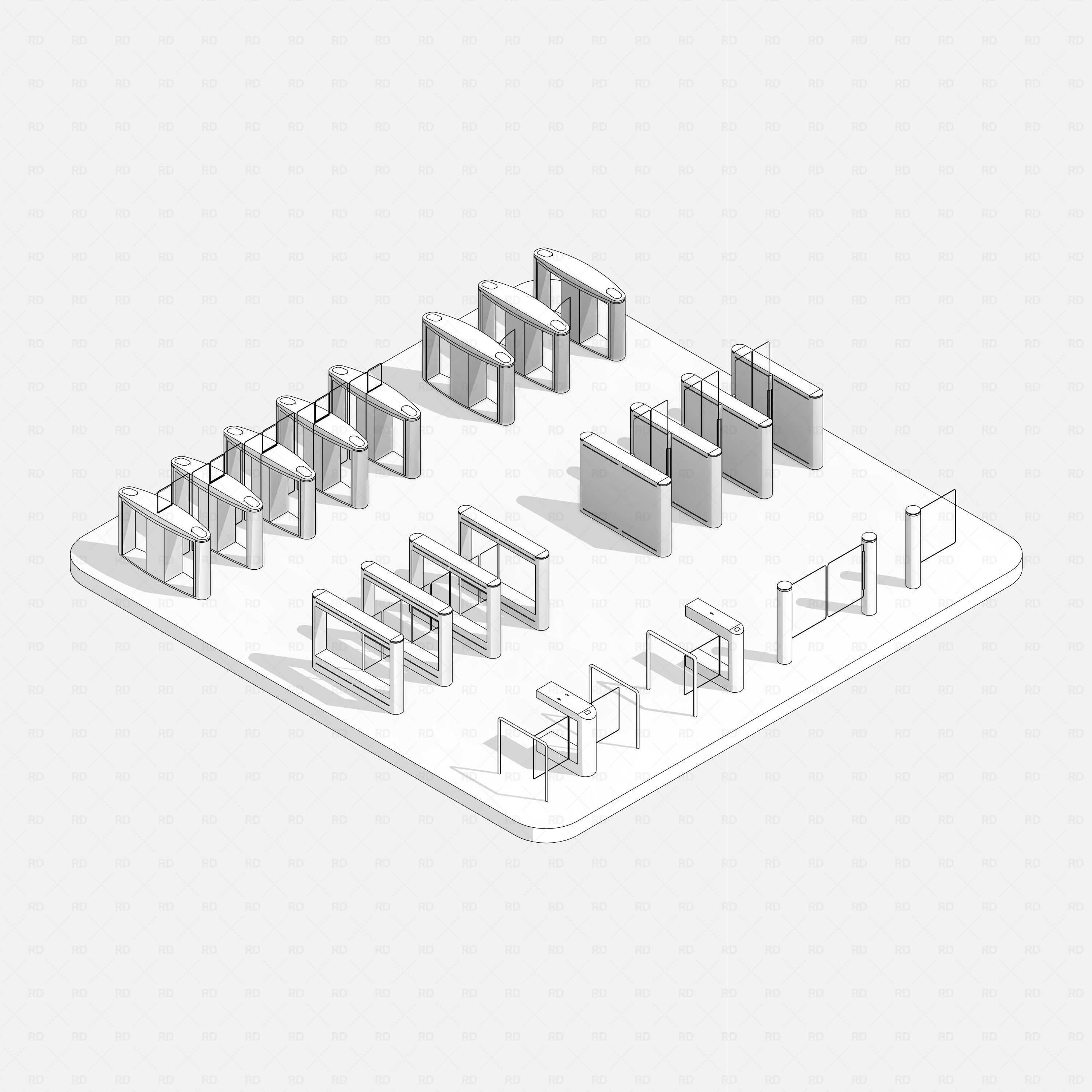 Revit turnstile swing gate Pack RD Studio BIM blocks rfa 