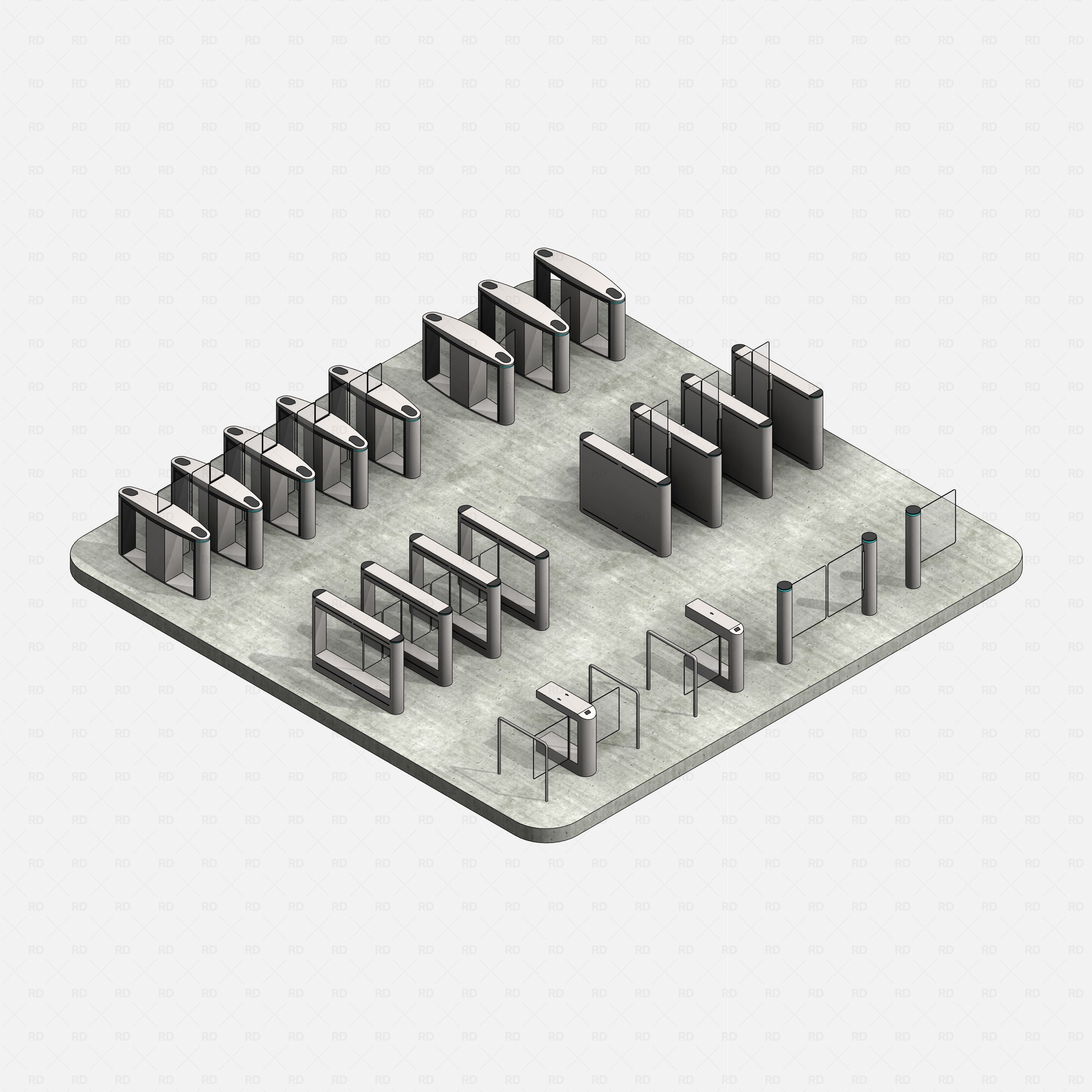 Revit turnstile swing gate Pack RD Studio BIM blocks rfa 