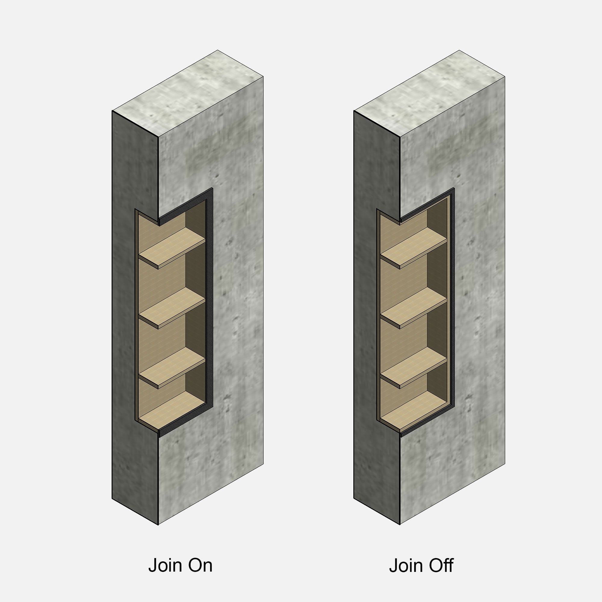 Revit Wall Niche family download bim object blocks arched organic rectangular circular shelves 