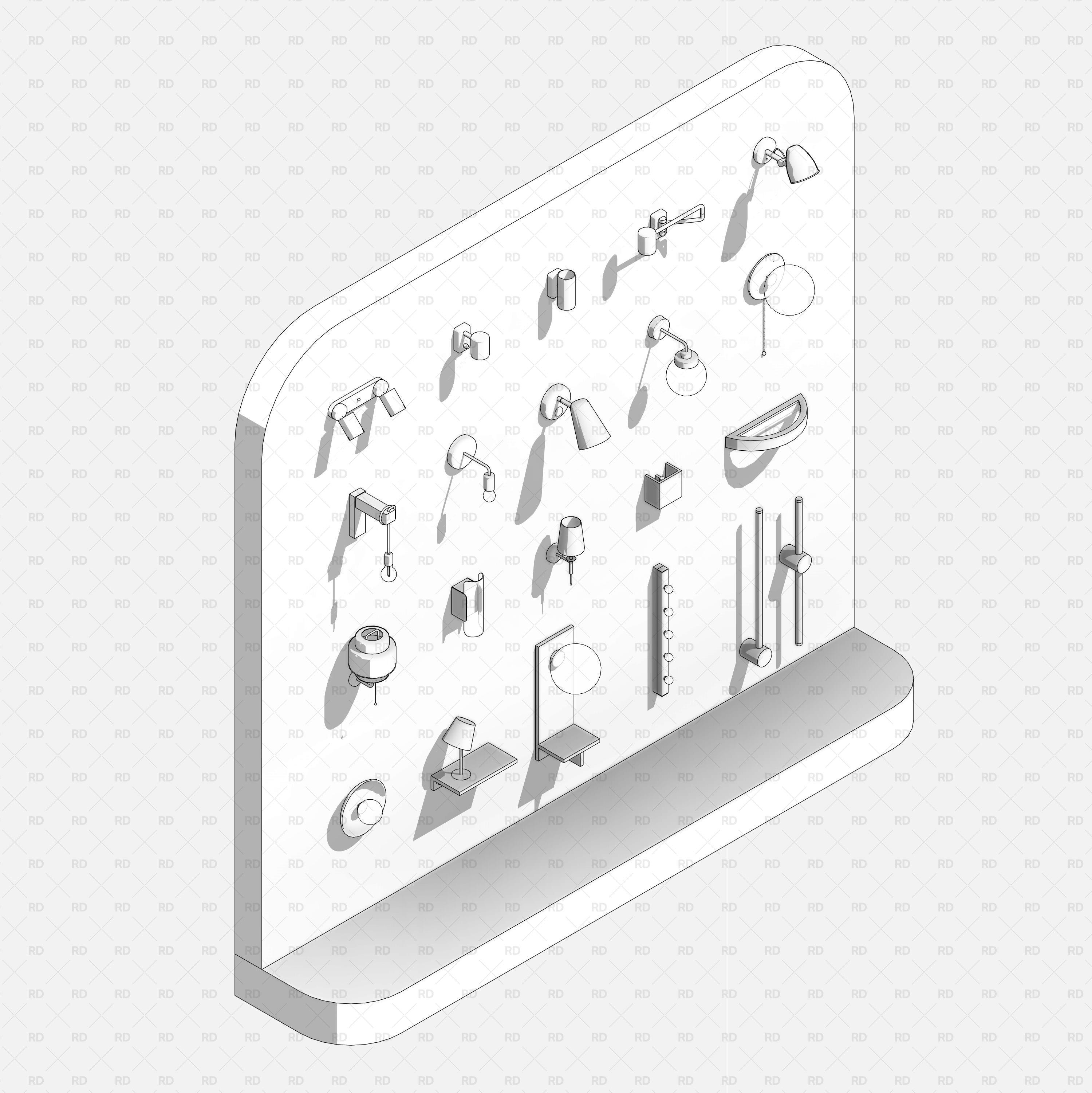 download revit wall lamp families