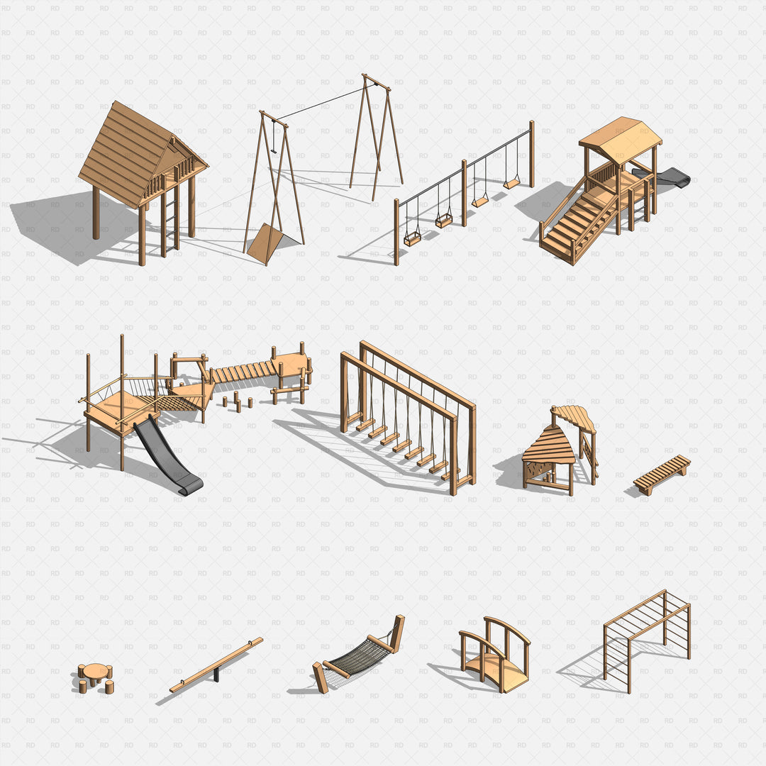 Download Revit Wooden Playground Equipment Families