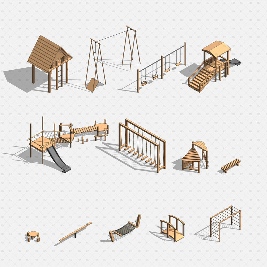 Download Revit Wooden Playground Equipment Families