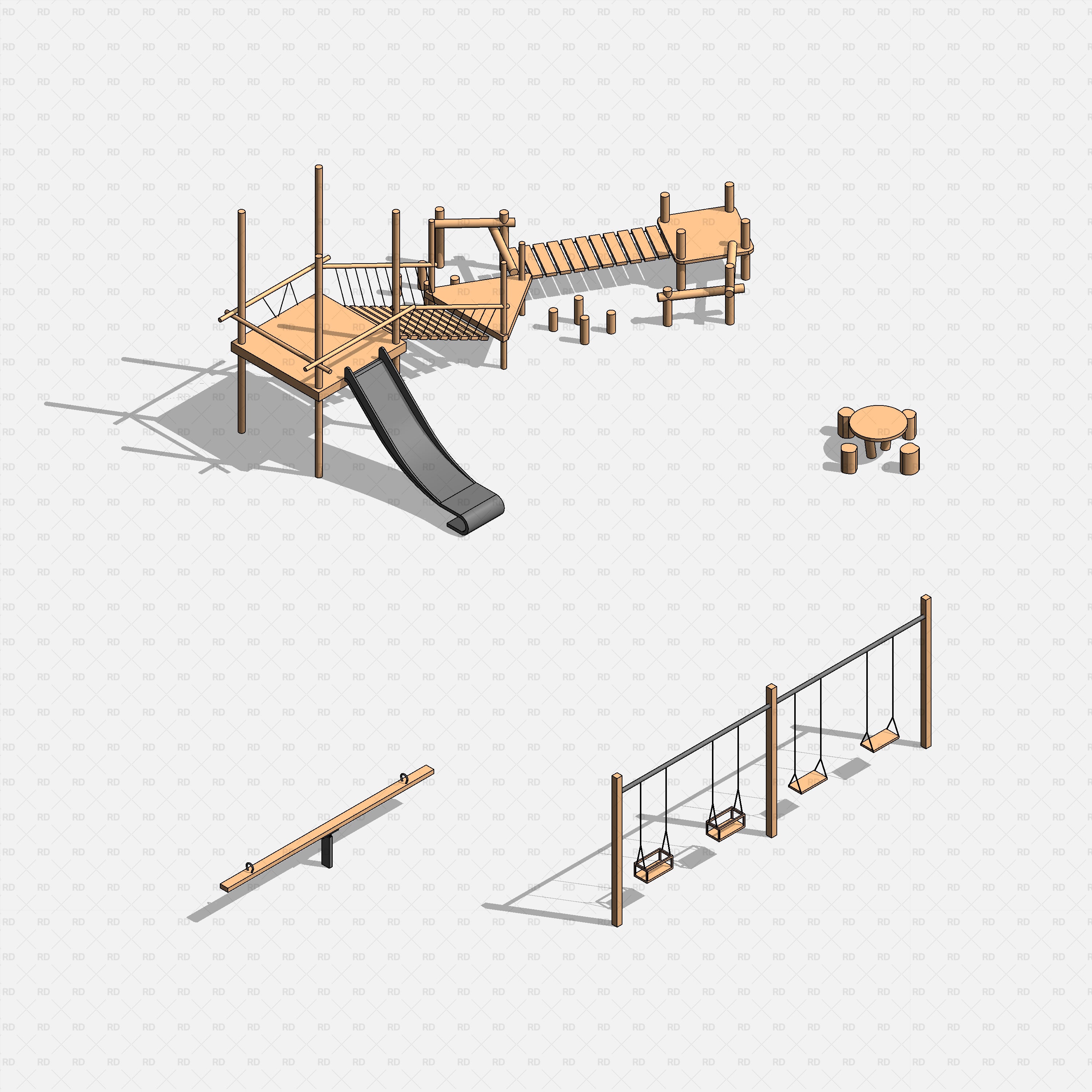 download wooden playground revit family