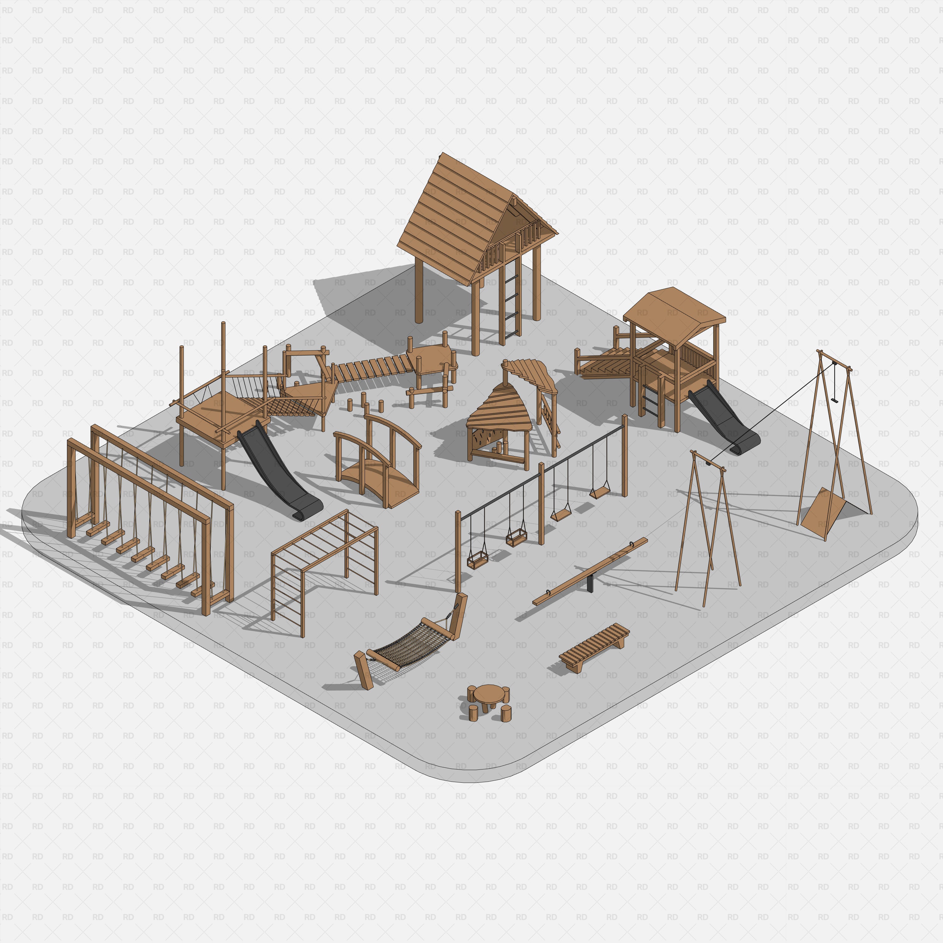 Revit Wooden Playground Equipment