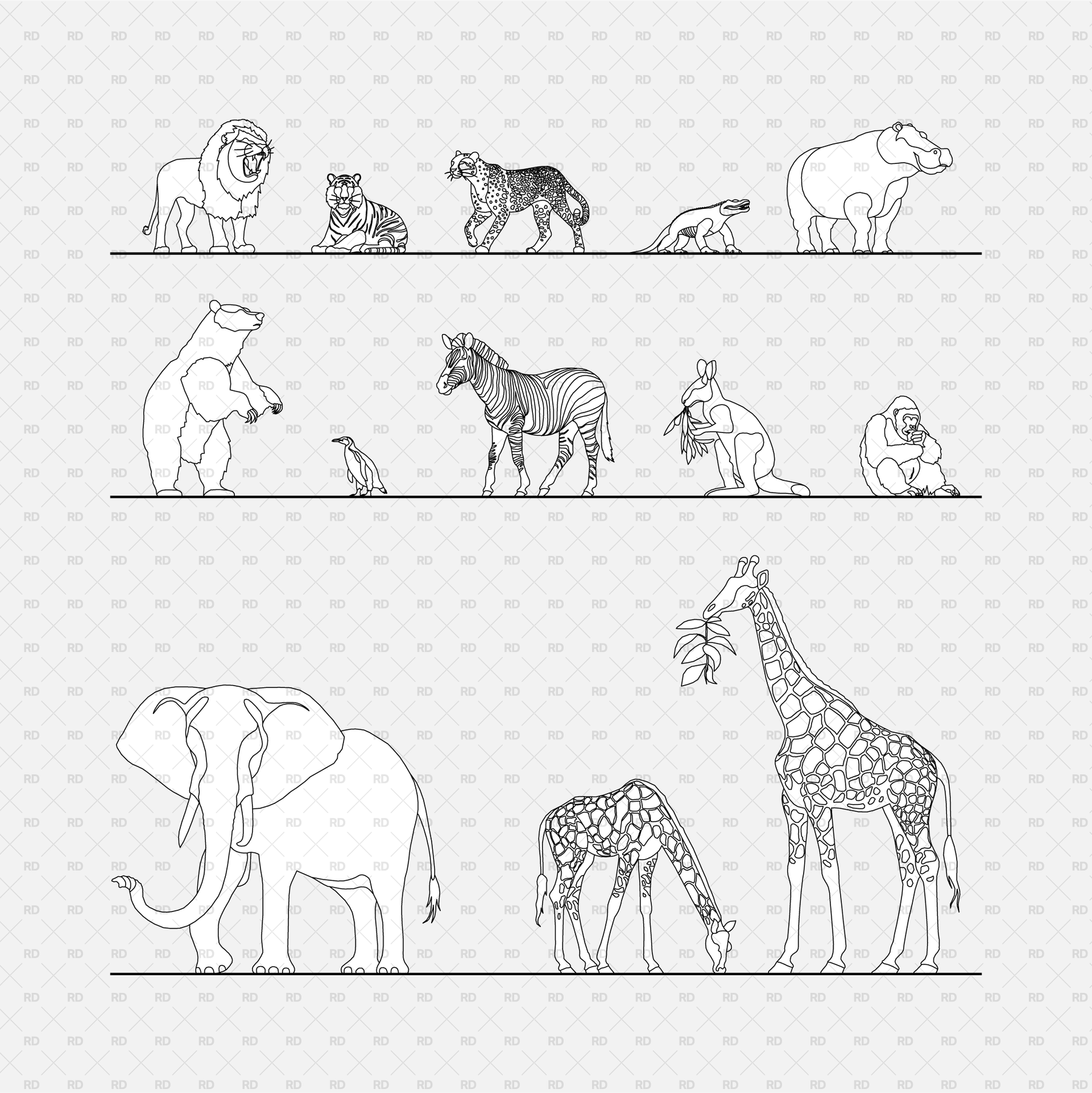 Animal Rvt Blocks Download Revit 2D Animals | Big Zoo Animals for Revit | RD Studio