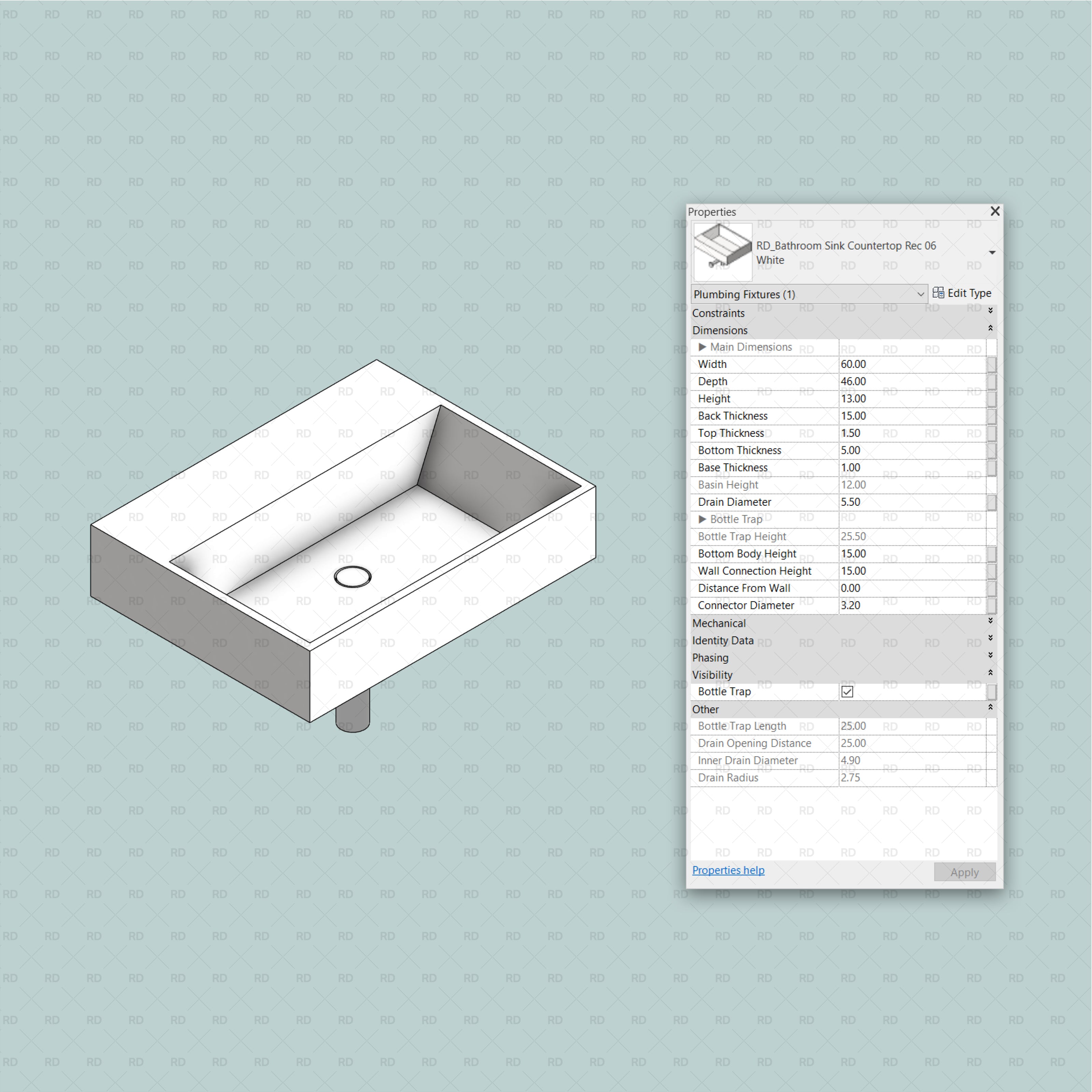 Revit Bathroom Sinks - Countertop (47 Sinks) - RD Studio