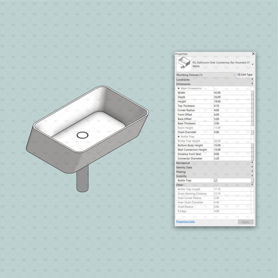47 Countertop Bathroom Sink Revit Families (.RFA) | Parametric